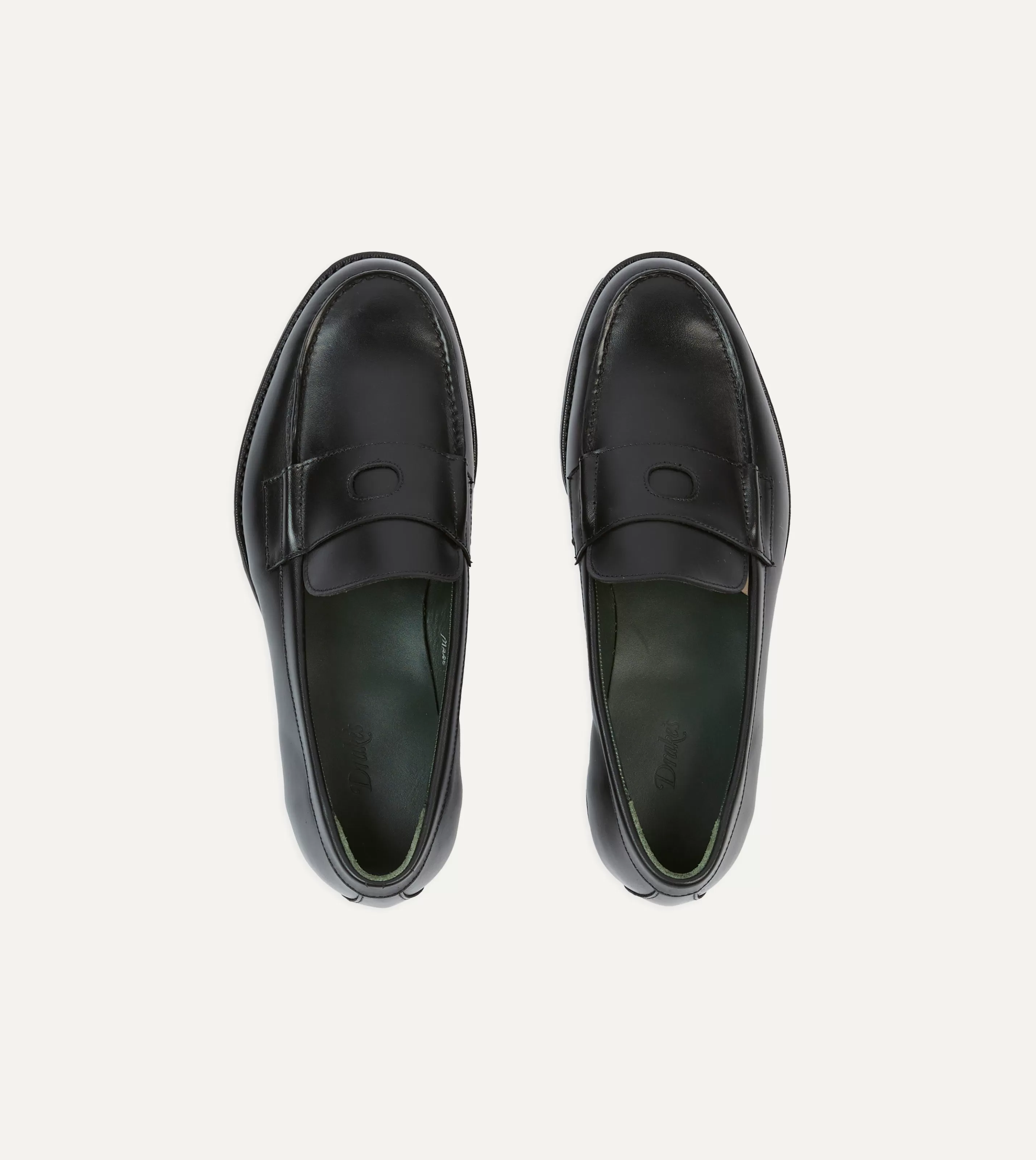 Drake’s Formal Footwear | Black Calf Leather Charles Mk II Goodyear Welted Penny Loafer