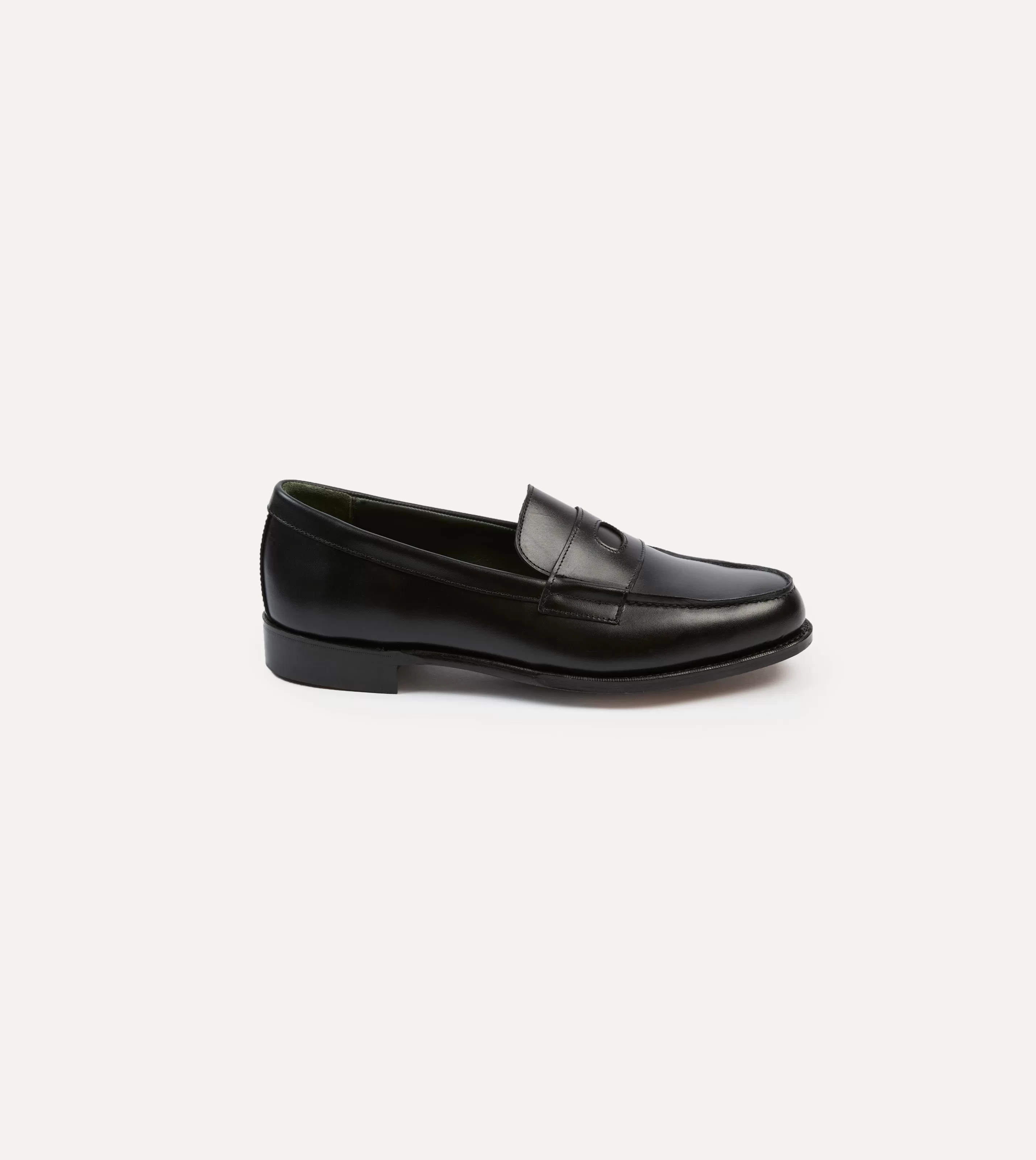 Drake’s Formal Footwear | Black Calf Leather Charles Mk II Goodyear Welted Penny Loafer