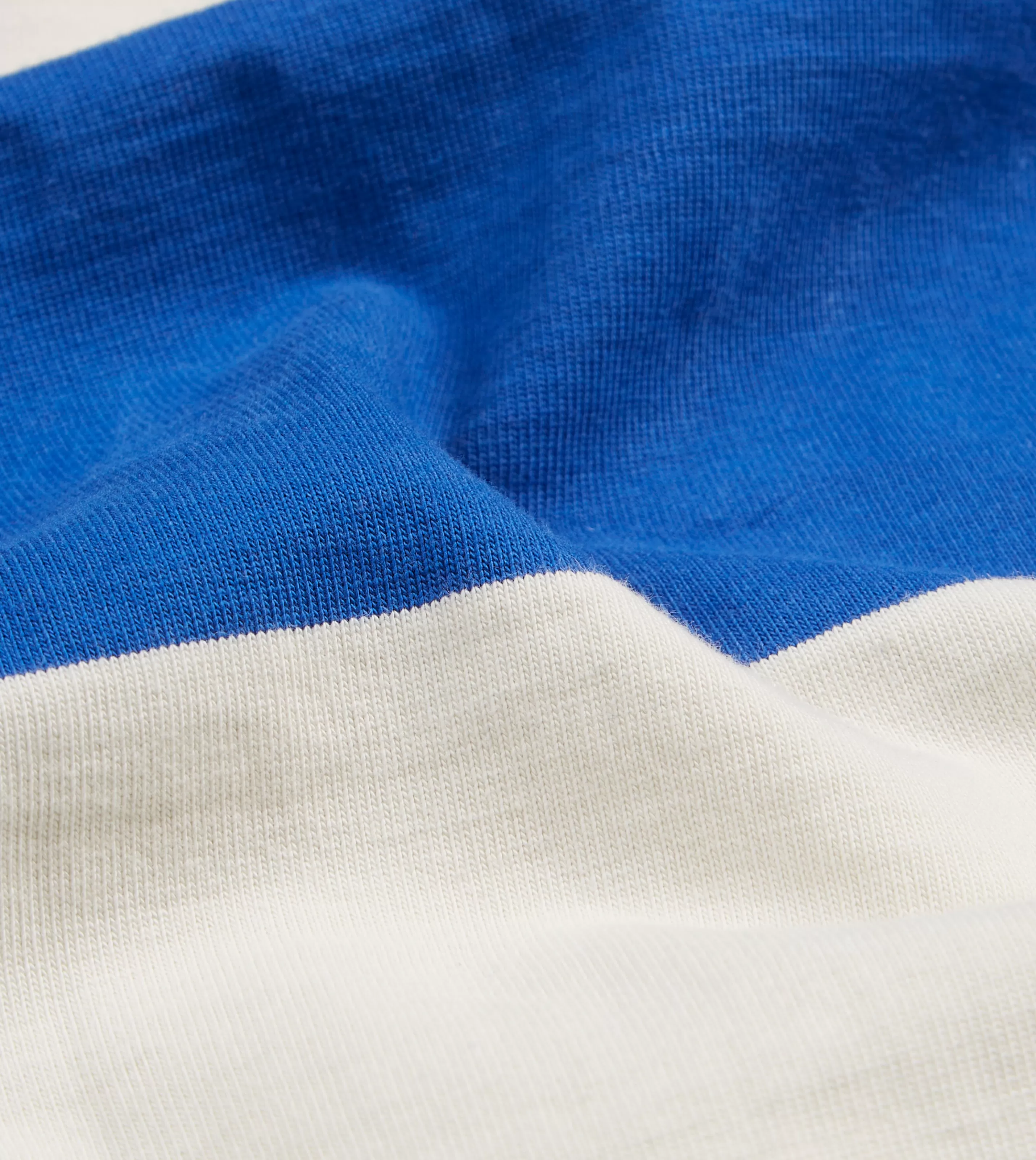 Drake’s T-Shirts | Blue And White Wide Stripe Heavy Cotton Crew Neck Hiking T-Shirt