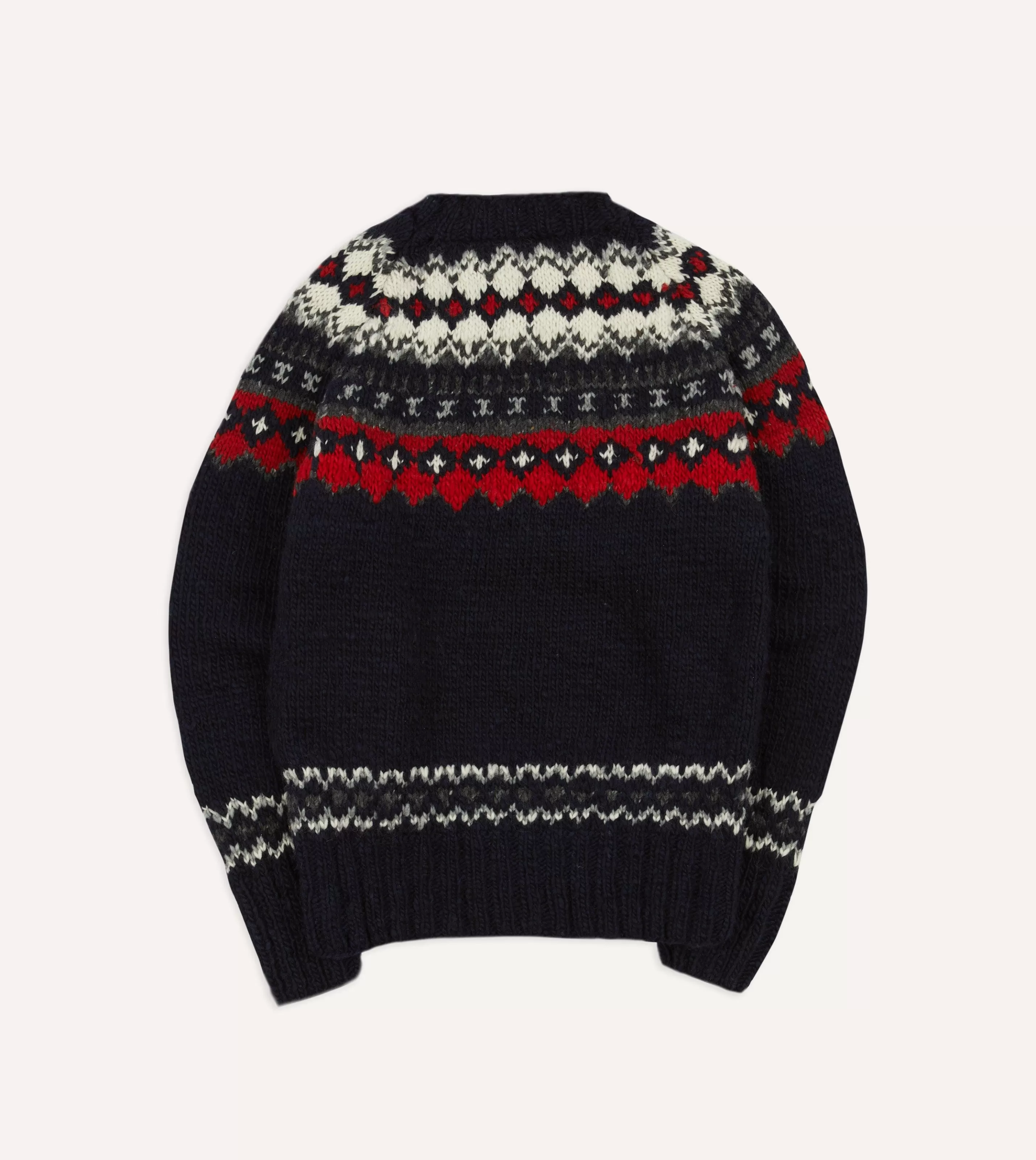 Drake’s Knitwear | Chamula For Drake's Navy And Red Fairisle Merino Jumper