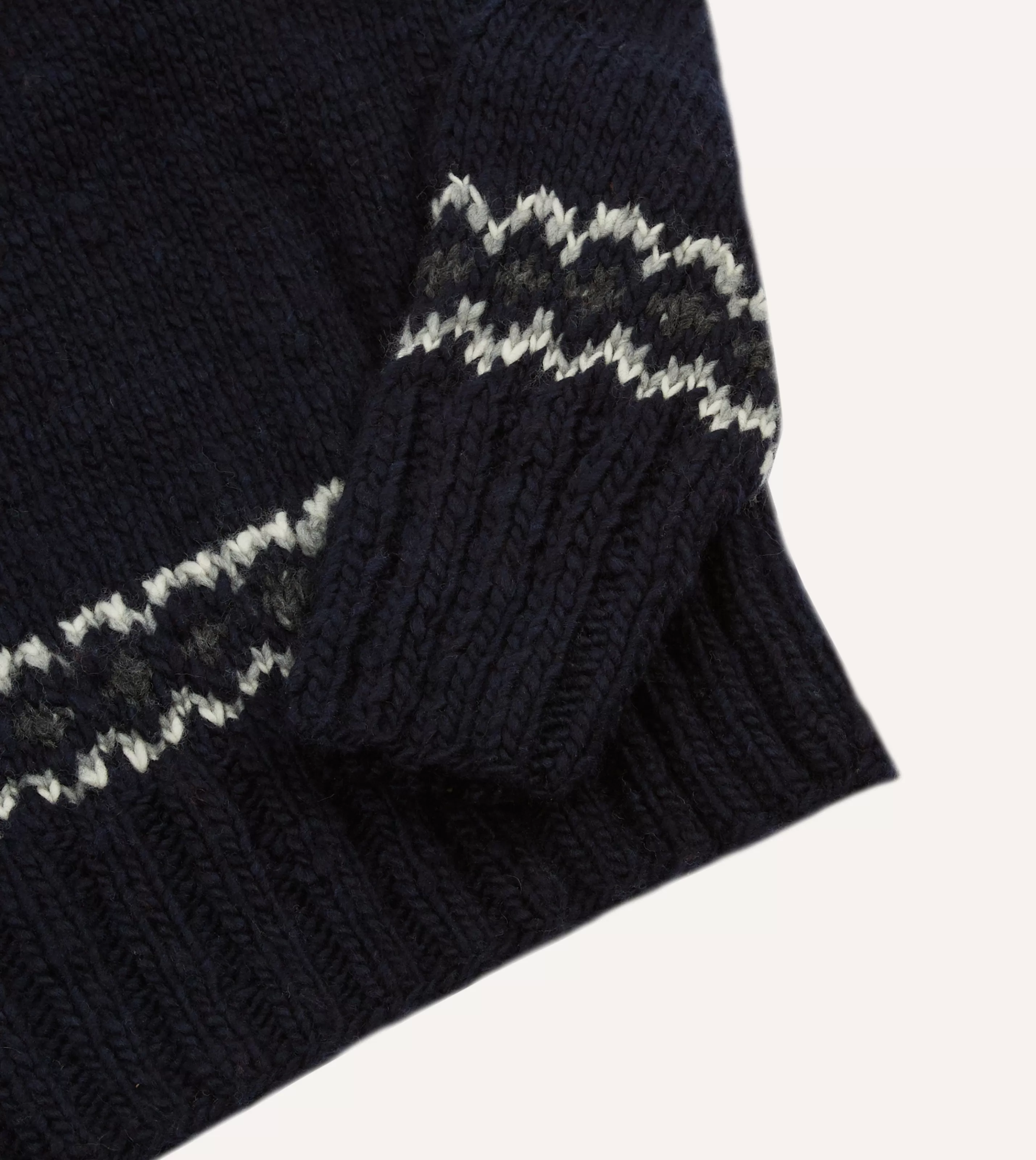 Drake’s Knitwear | Chamula For Drake's Navy And Red Fairisle Merino Jumper