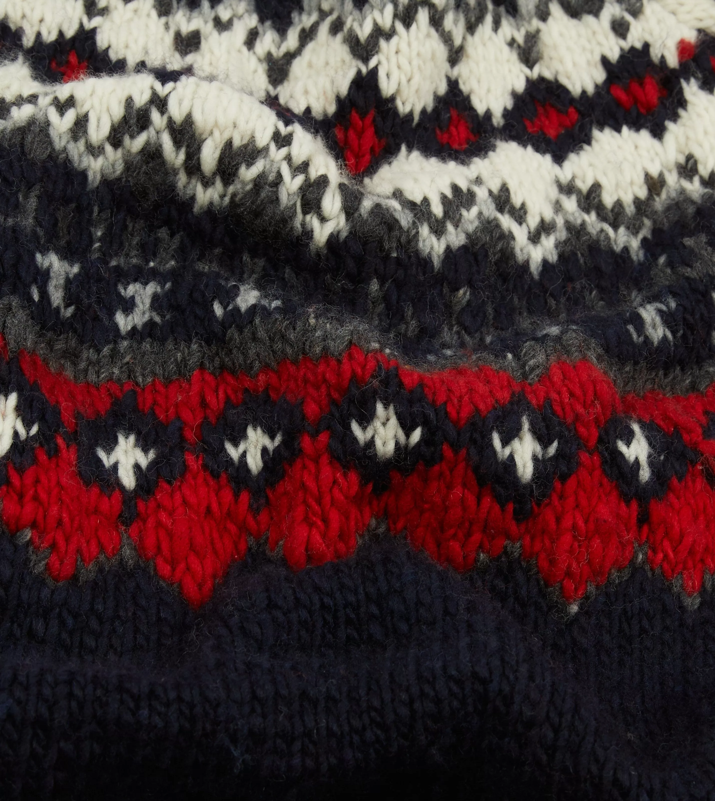 Drake’s Knitwear | Chamula For Drake's Navy And Red Fairisle Merino Jumper