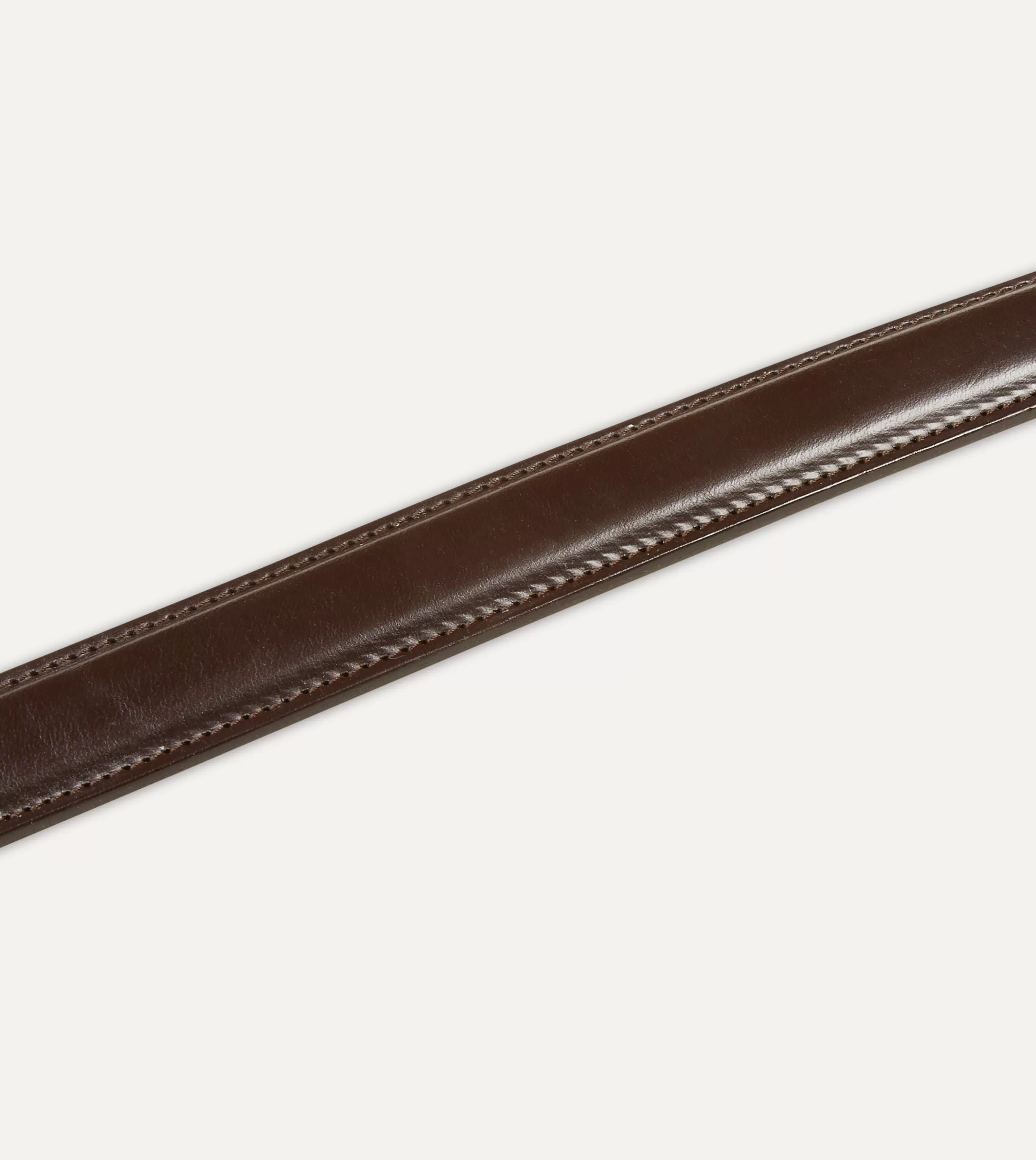Drake’s Belts | Belts | Dark Brown Fully Lined Bridle Leather Belt With Brass Buckle