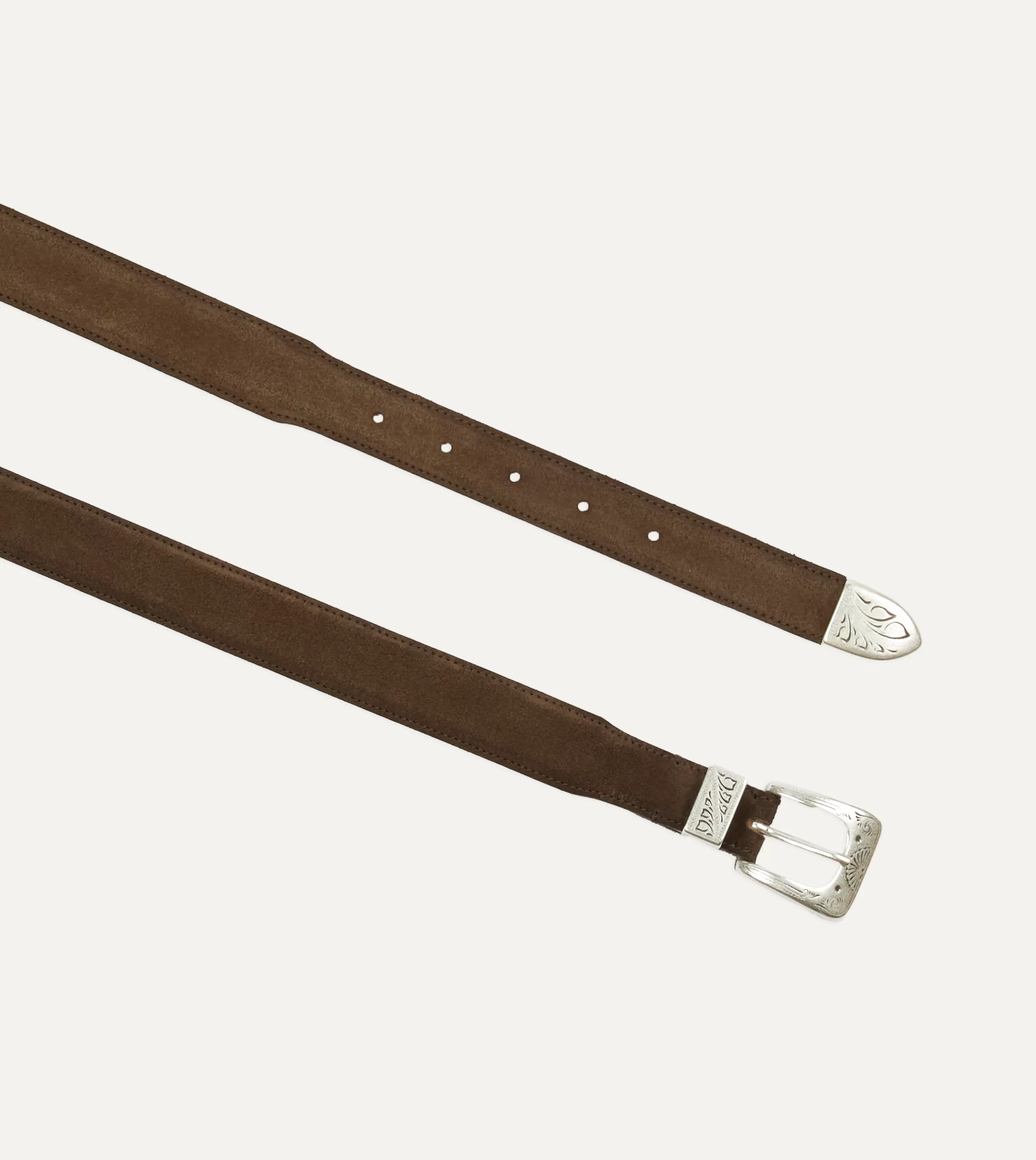 Drake’s Belts | Dark Brown Suede Western Belt