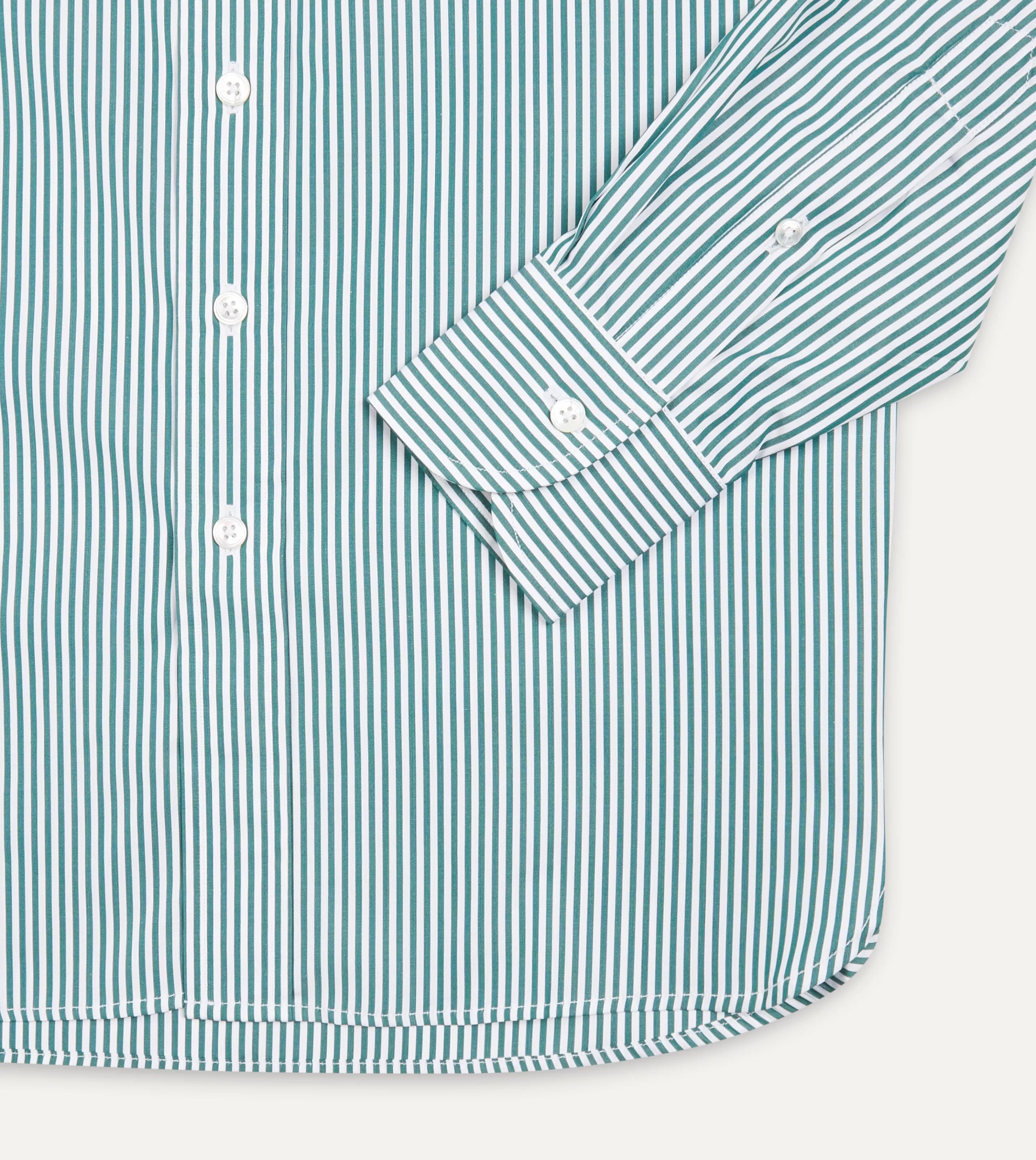 Drake’s Shirts | Formal Shirts | And White Bengal Stripe Spread Collar Cotton Poplin Shirt Green