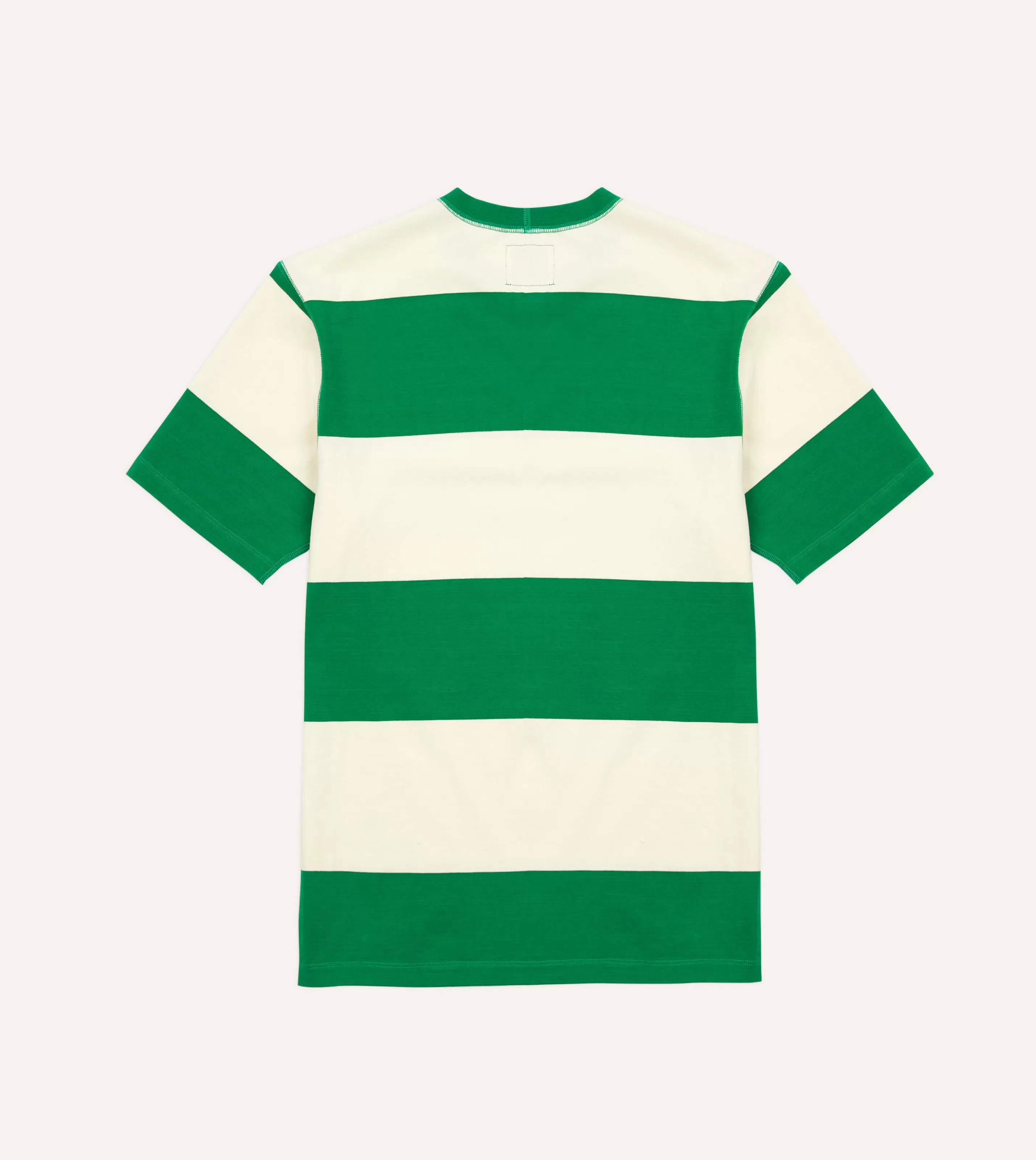 Drake’s T-Shirts | And White Wide Stripe Heavy Cotton Crew Neck Hiking T-Shirt Green