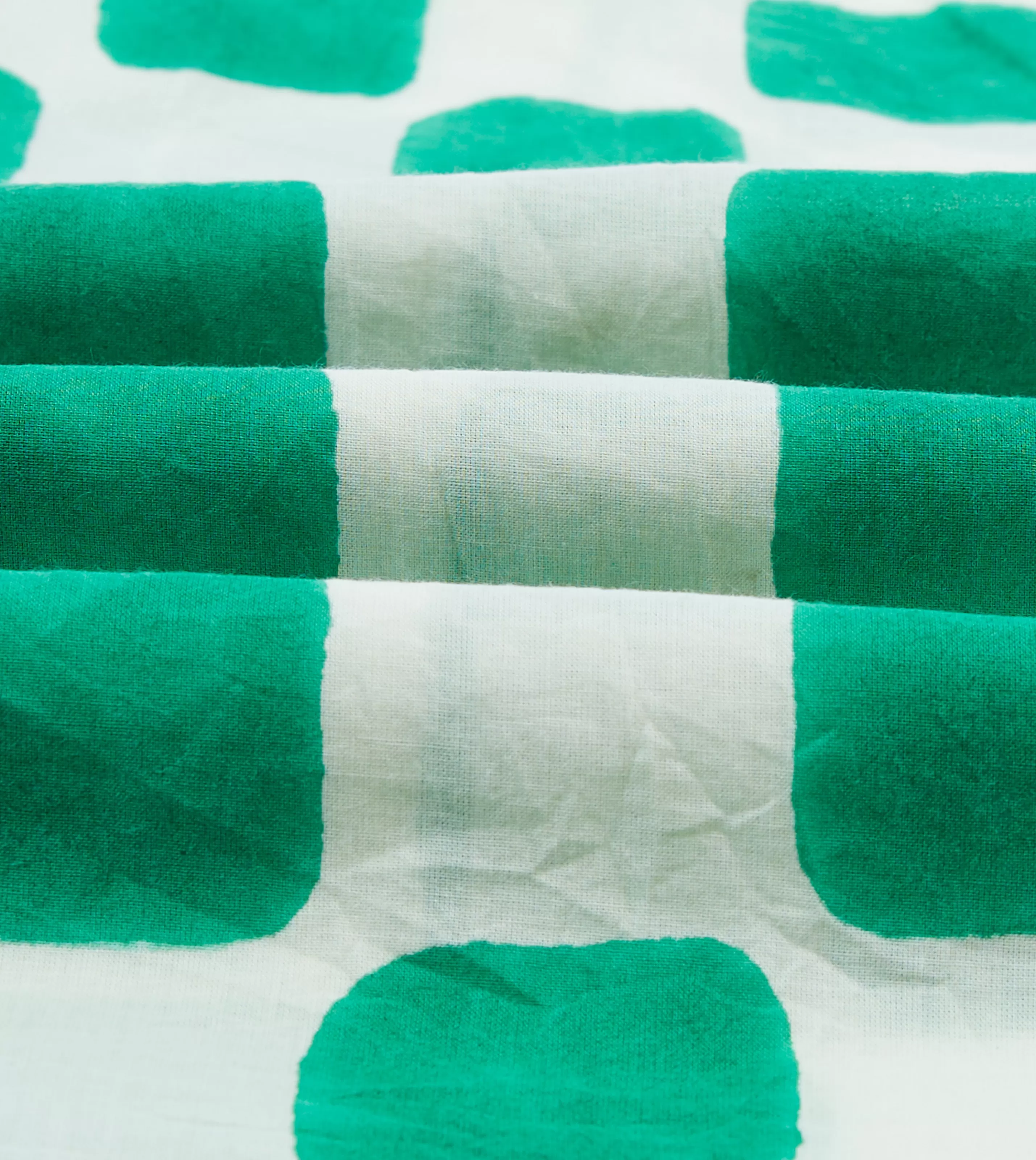 Drake’s Shirts | Short Sleeve Shirts | Green Chequerboard Block Print Cotton Camp Collar Short Sleeve Shirt
