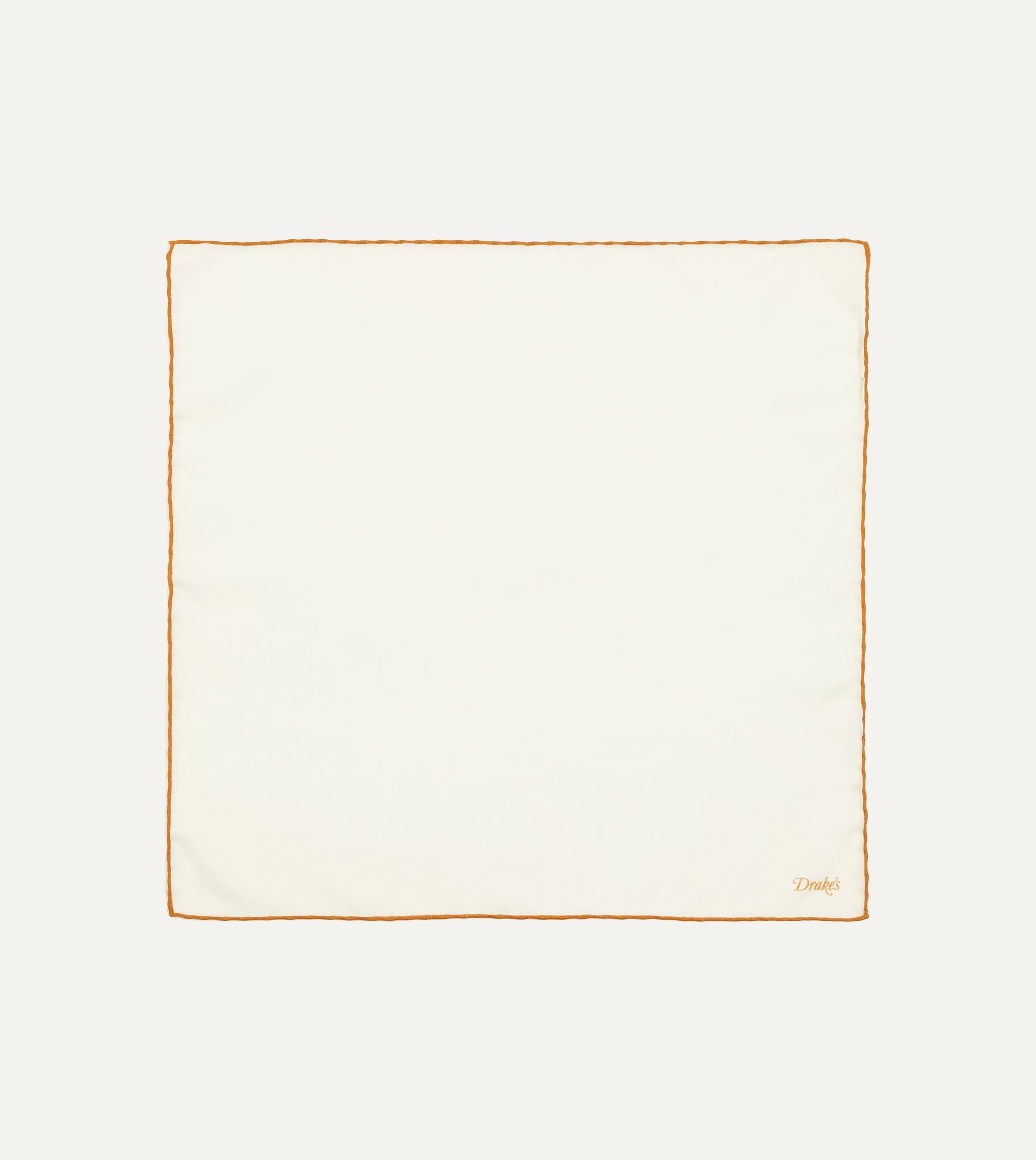 Drake’s Pocket Squares | Ivory And Gold Shoestring Border Silk Pocket Square