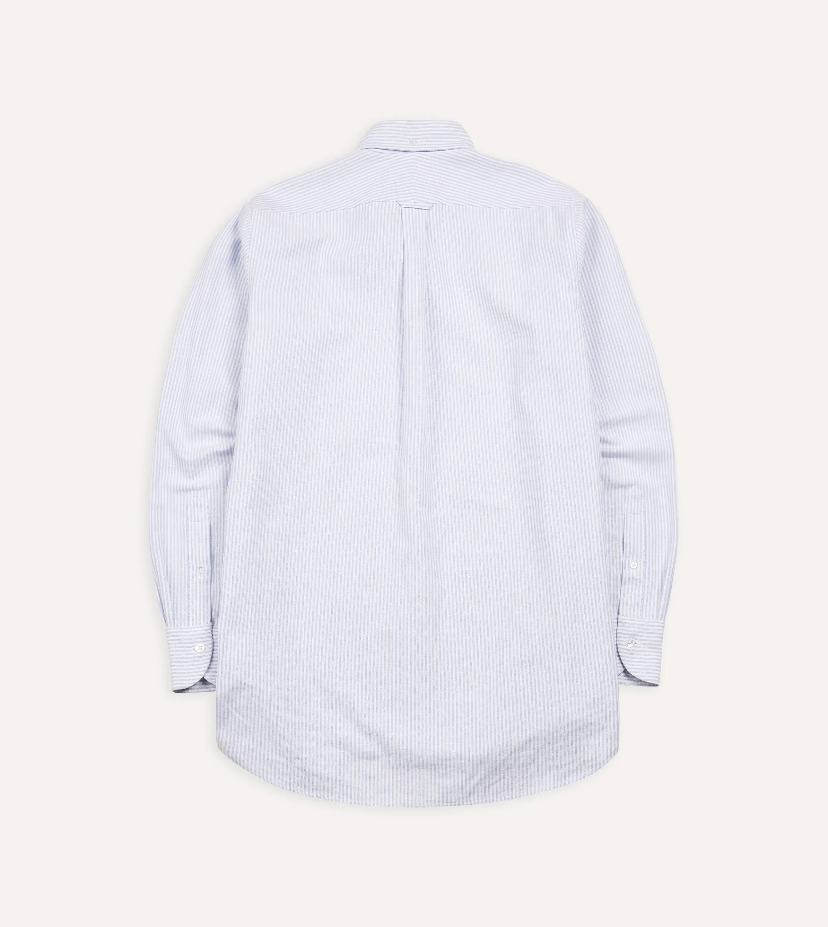 Drake’s Shirts | Formal Shirts | Ticking Stripe Cotton Oxford Cloth Button-Down Shirt Light blue