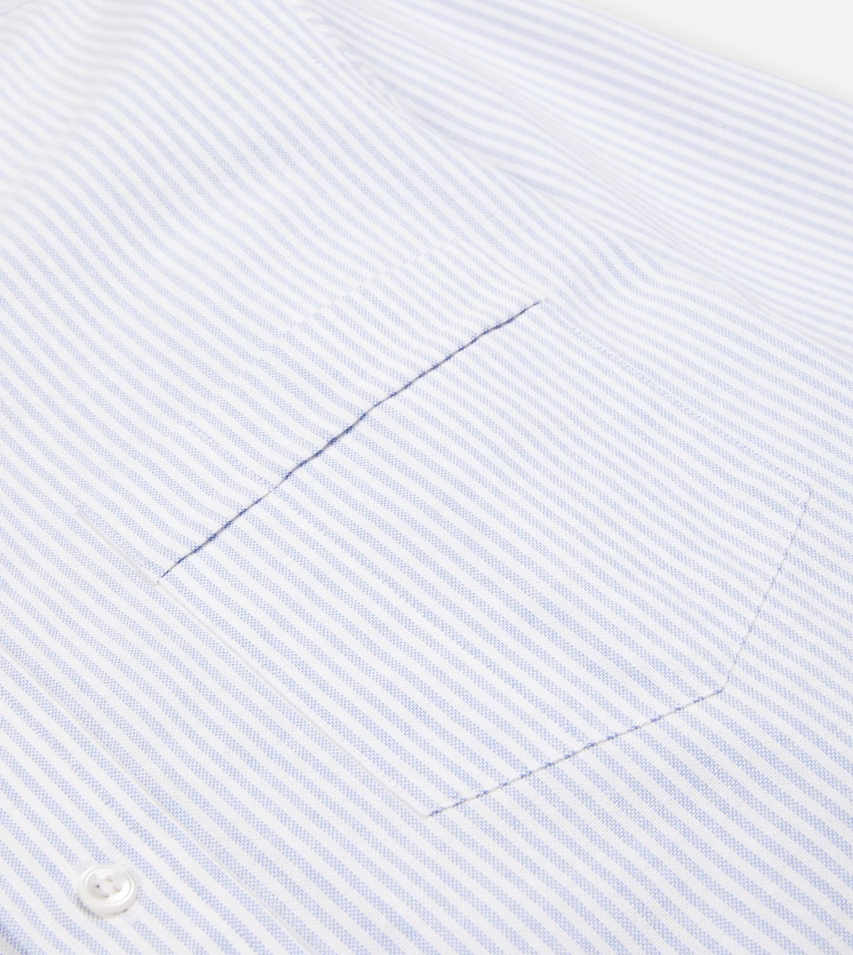 Drake’s Shirts | Formal Shirts | Ticking Stripe Cotton Oxford Cloth Button-Down Shirt Light blue