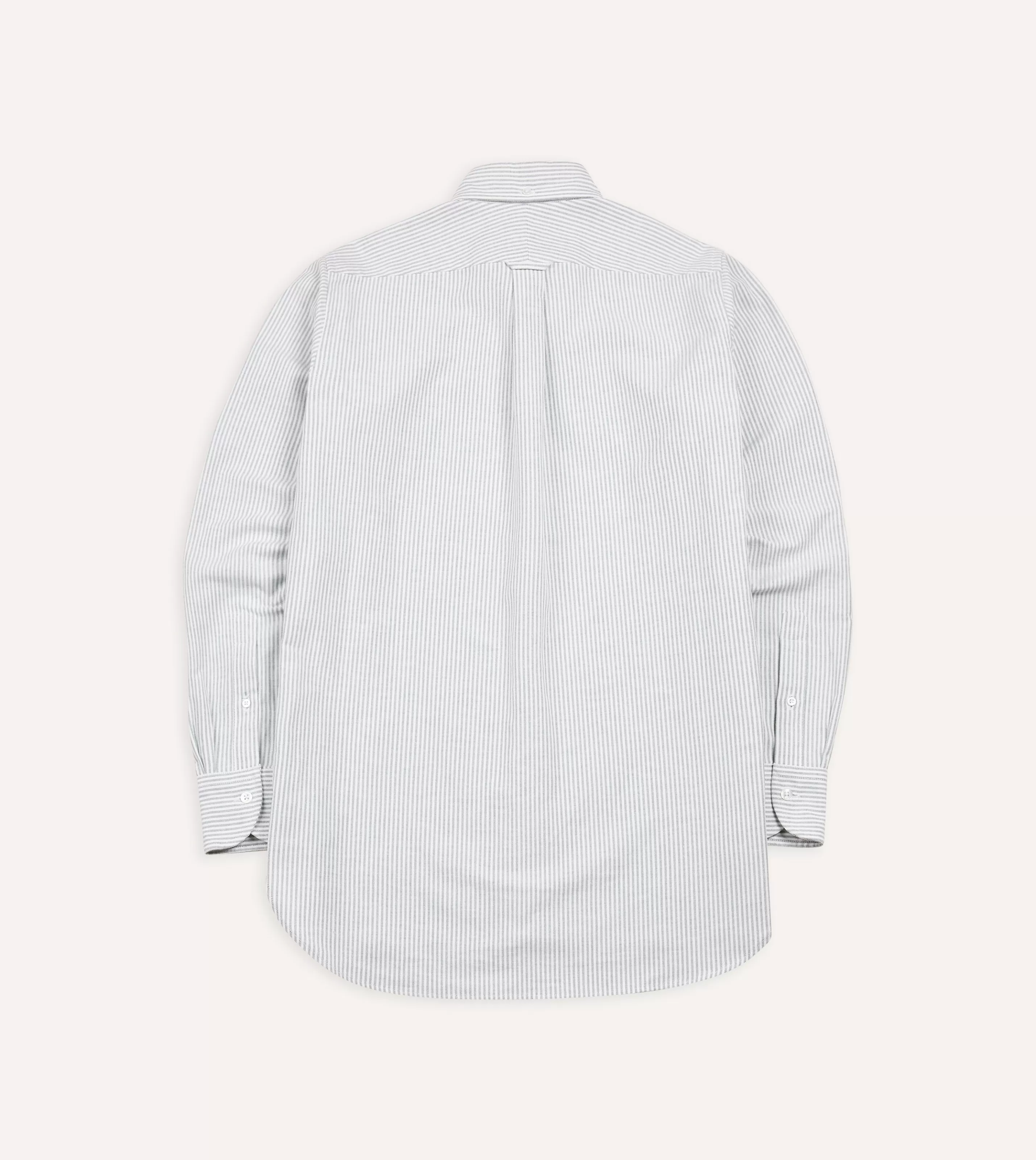 Drake’s Shirts | Formal Shirts | Ticking Stripe Cotton Oxford Cloth Button-Down Shirt Light green