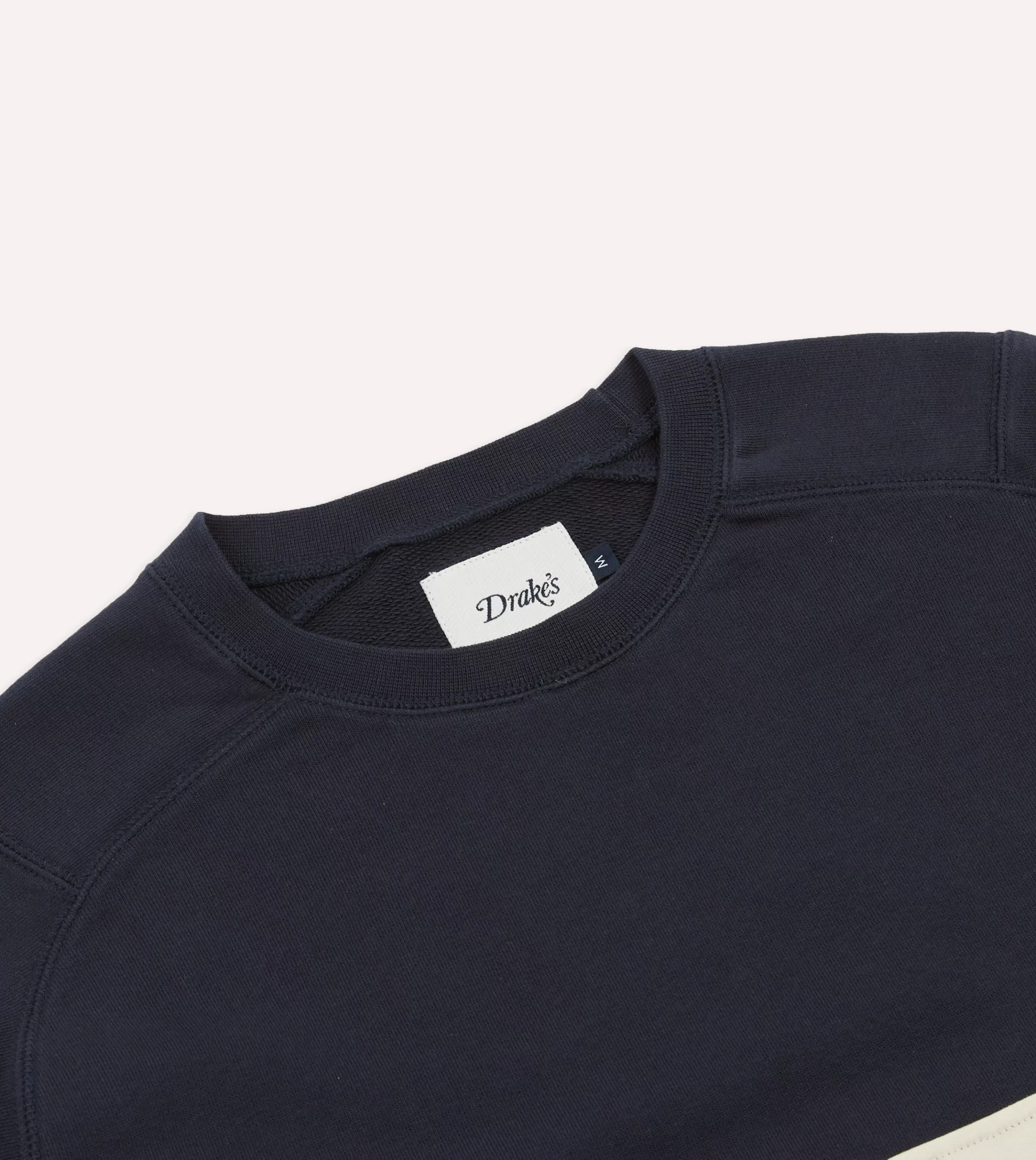 Drake’s Polos & Sweatshirts | T-Shirts | Navy And Ecru Panel Stripe Heavy Cotton Crew Neck Hiking T-Shirt