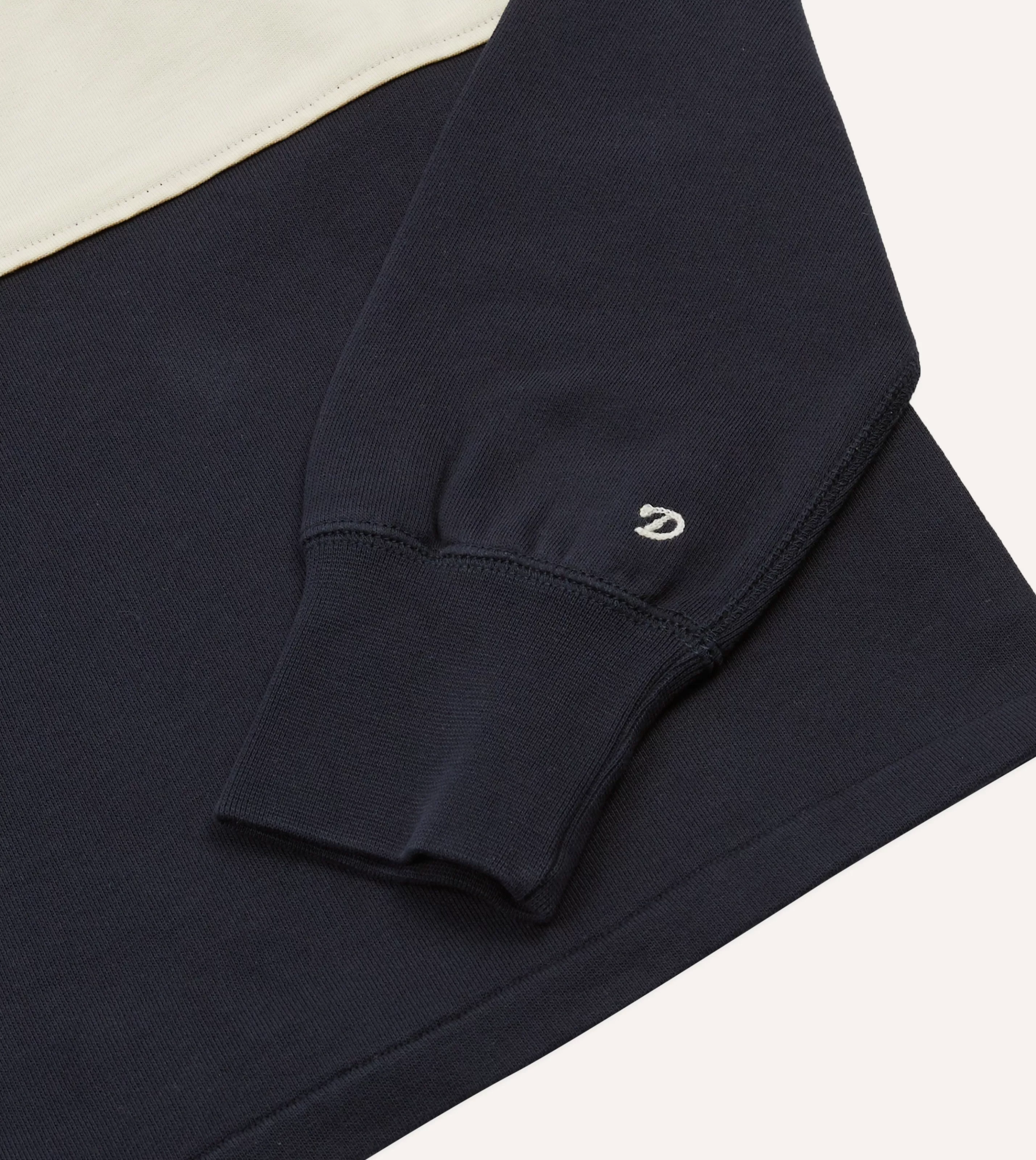 Drake’s Polos & Sweatshirts | T-Shirts | Navy And Ecru Panel Stripe Heavy Cotton Crew Neck Hiking T-Shirt
