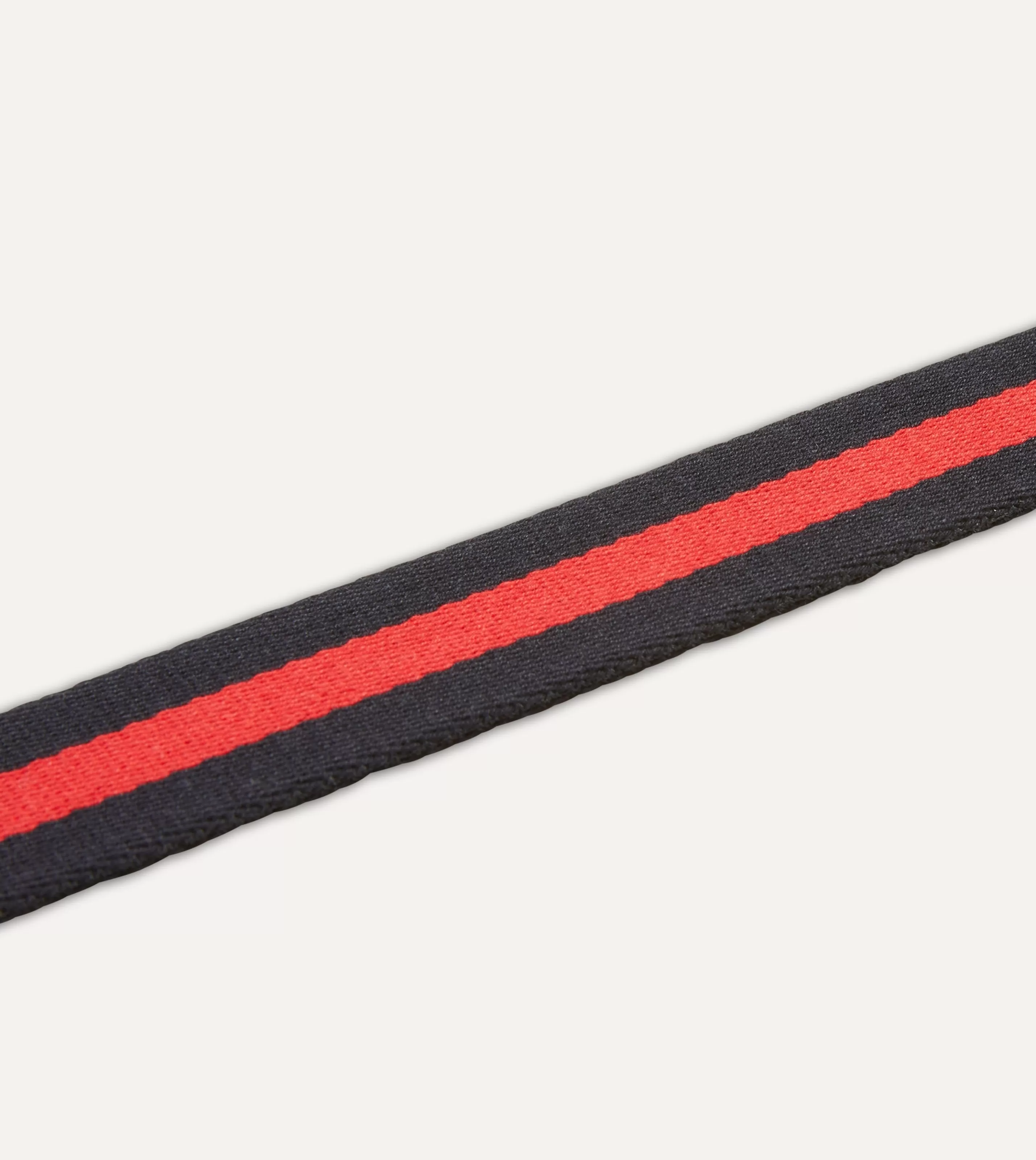 Drake’s Belts | Belts | Navy And Red Stripe Webbing And Leather Belt With Brass Buckle