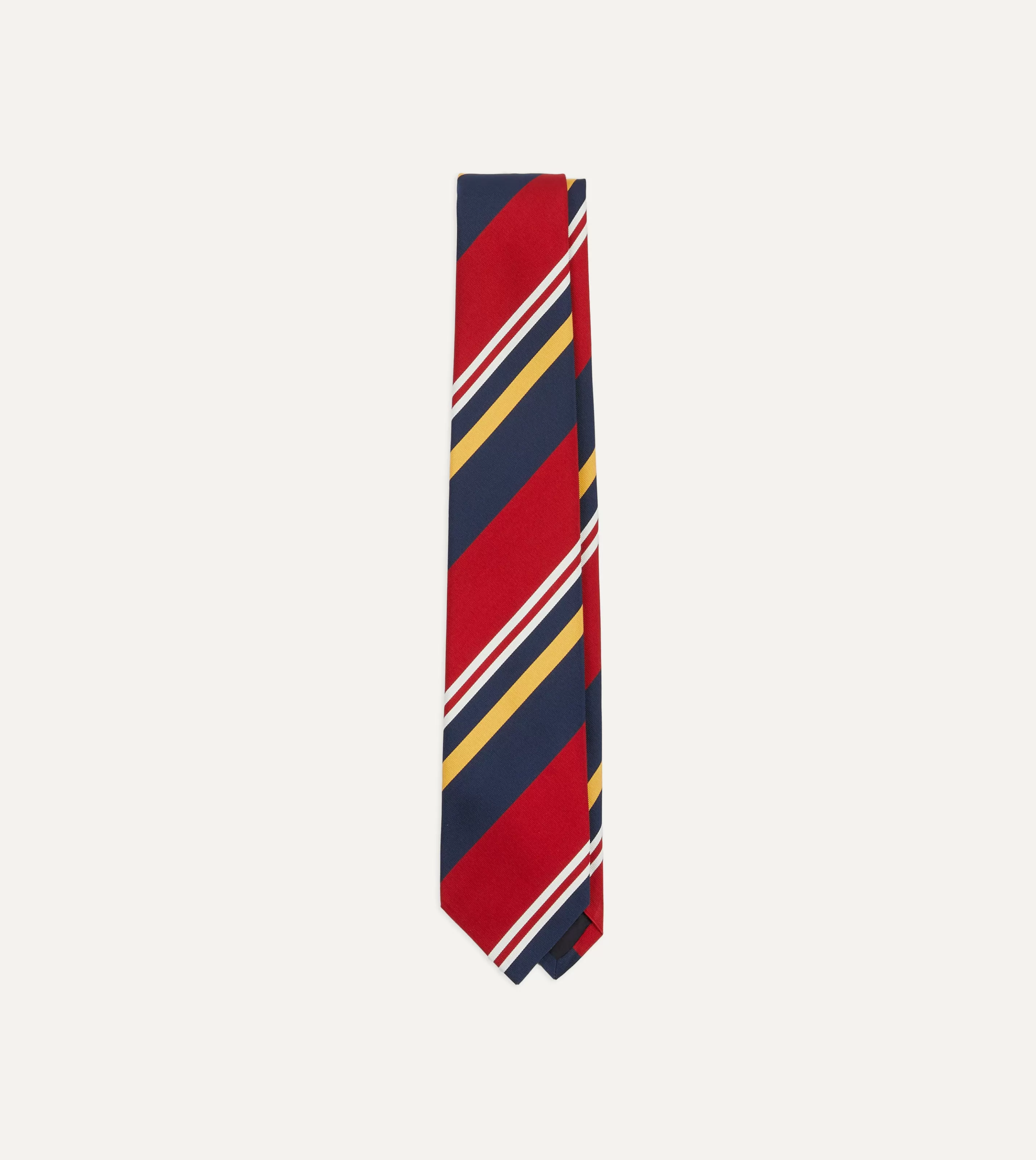 Drake’s Striped Ties | Navy, Red And Yellow Baiadera Stripe Mogador Tipped Tie