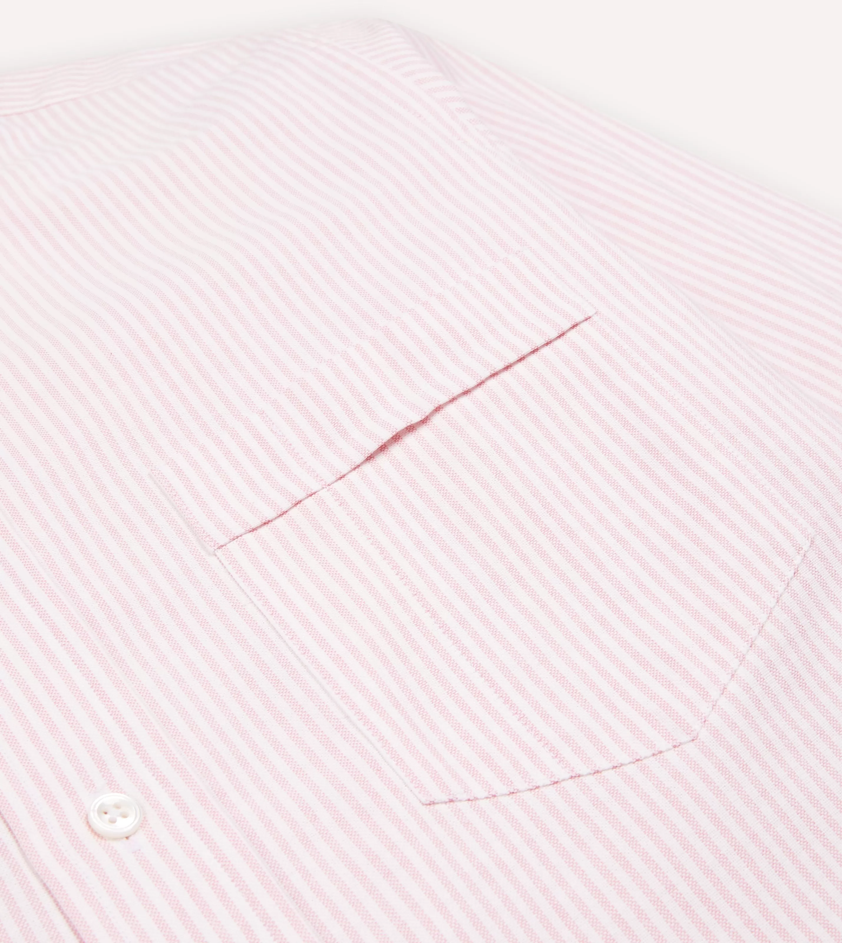 Drake’s Shirts | Formal Shirts | Ticking Stripe Cotton Oxford Cloth Button-Down Shirt Pale pink