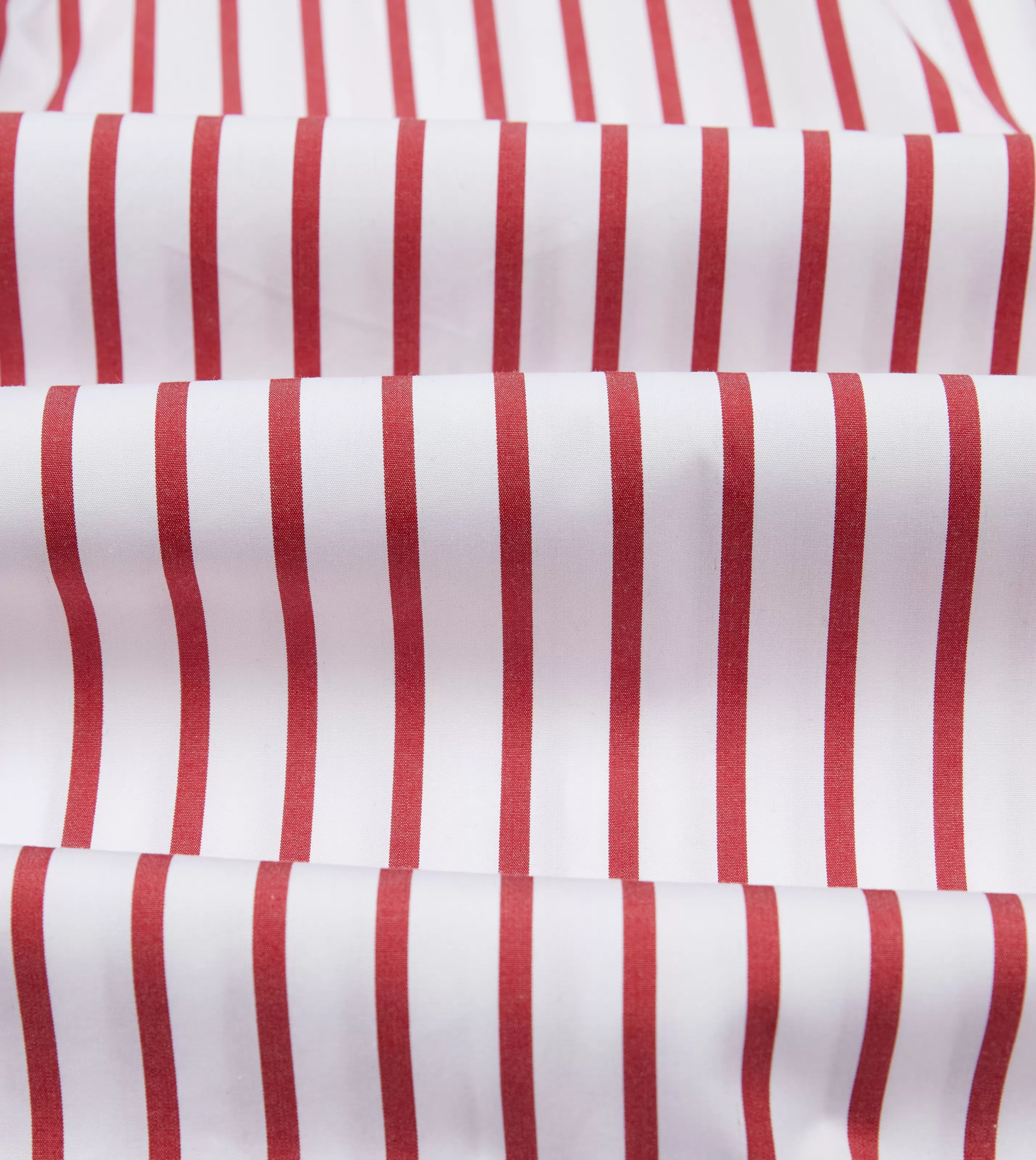 Drake’s Shirts | Casual Shirts | Red And White Stripe Cotton Poplin Long Point Collar Shirt