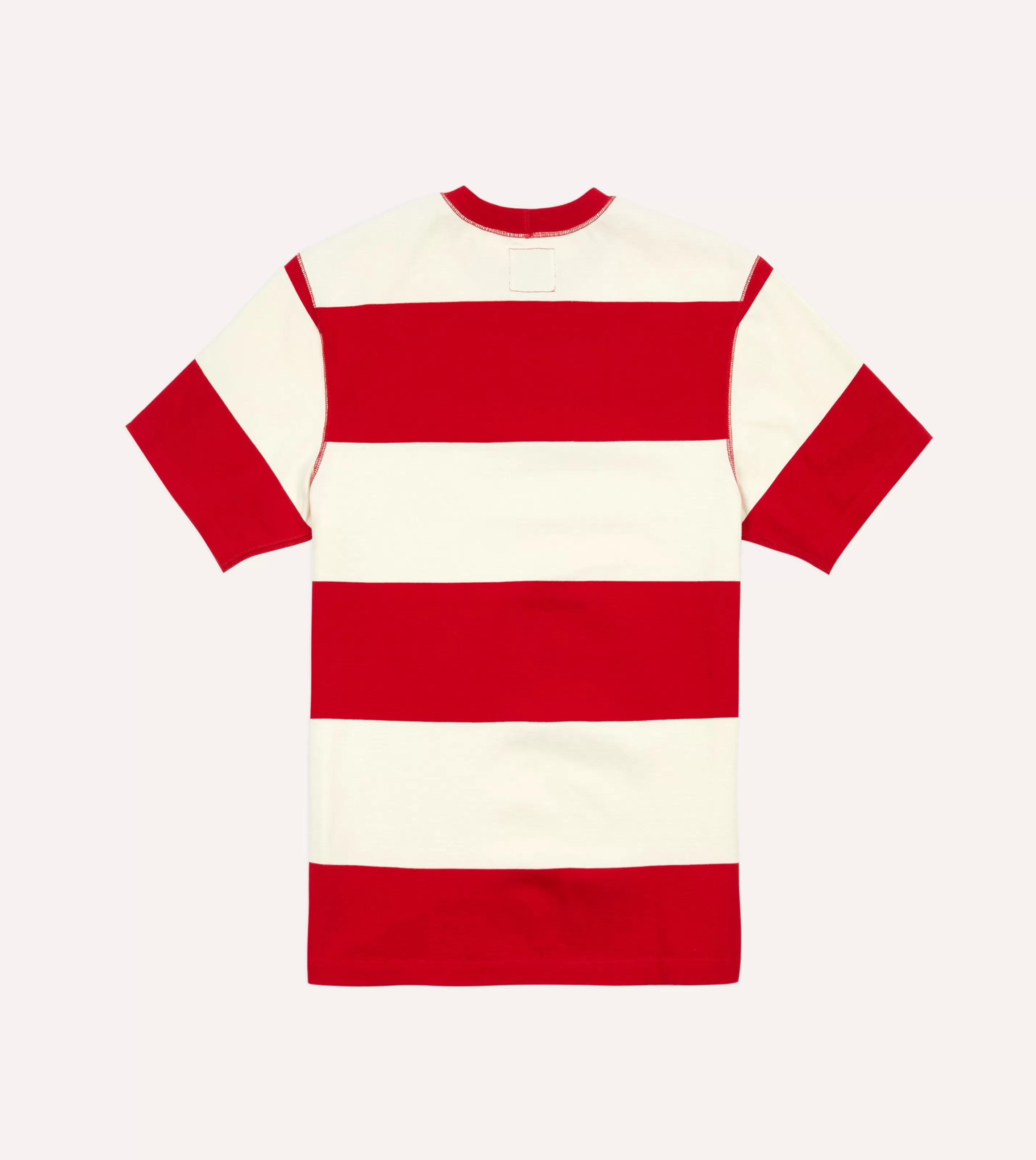 Drake’s T-Shirts | And White Wide Stripe Heavy Cotton Crew Neck Hiking T-Shirt Red