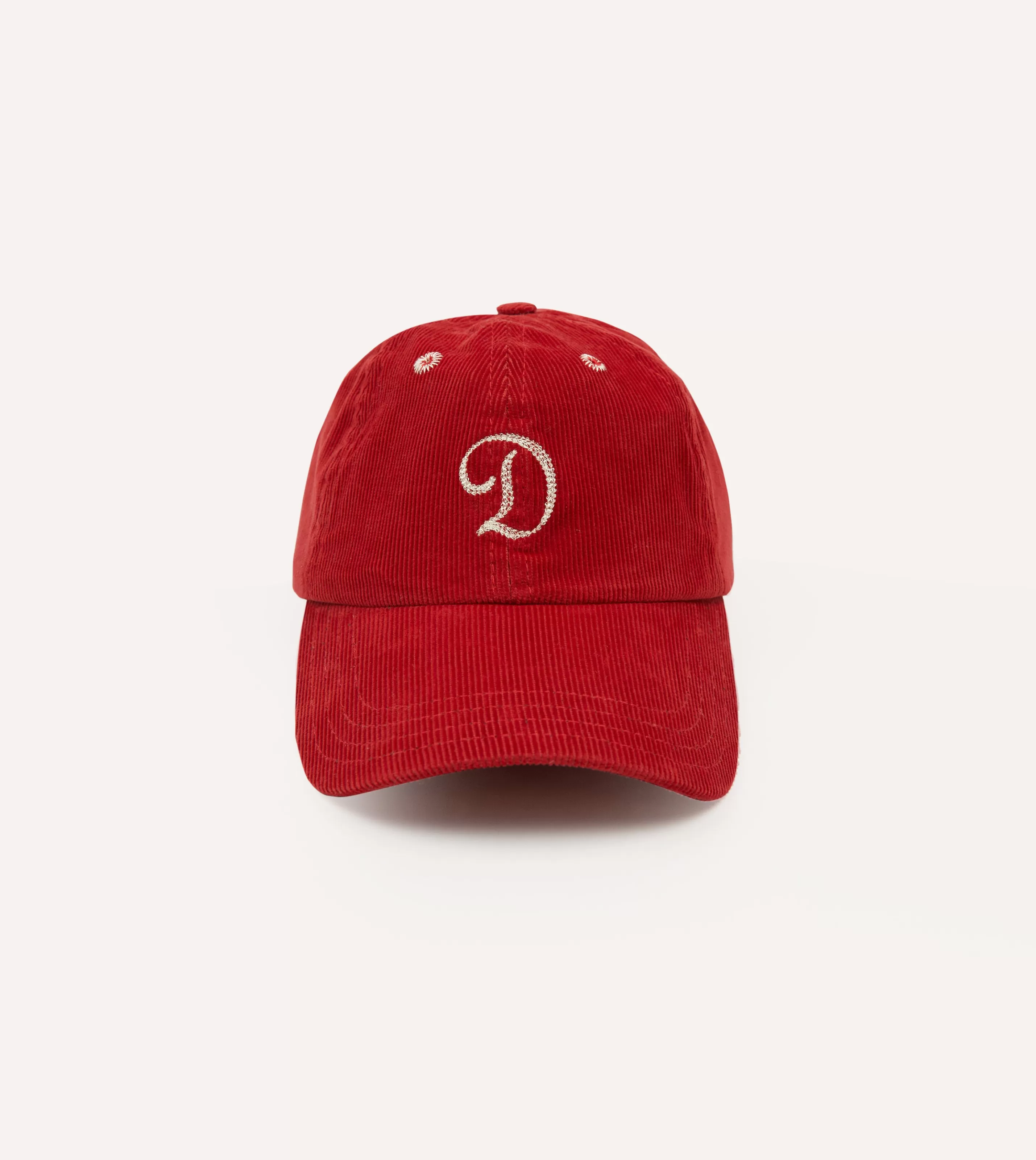 Drake’s Hats | Red 'D' Emblem Cotton Corduroy Baseball Cap