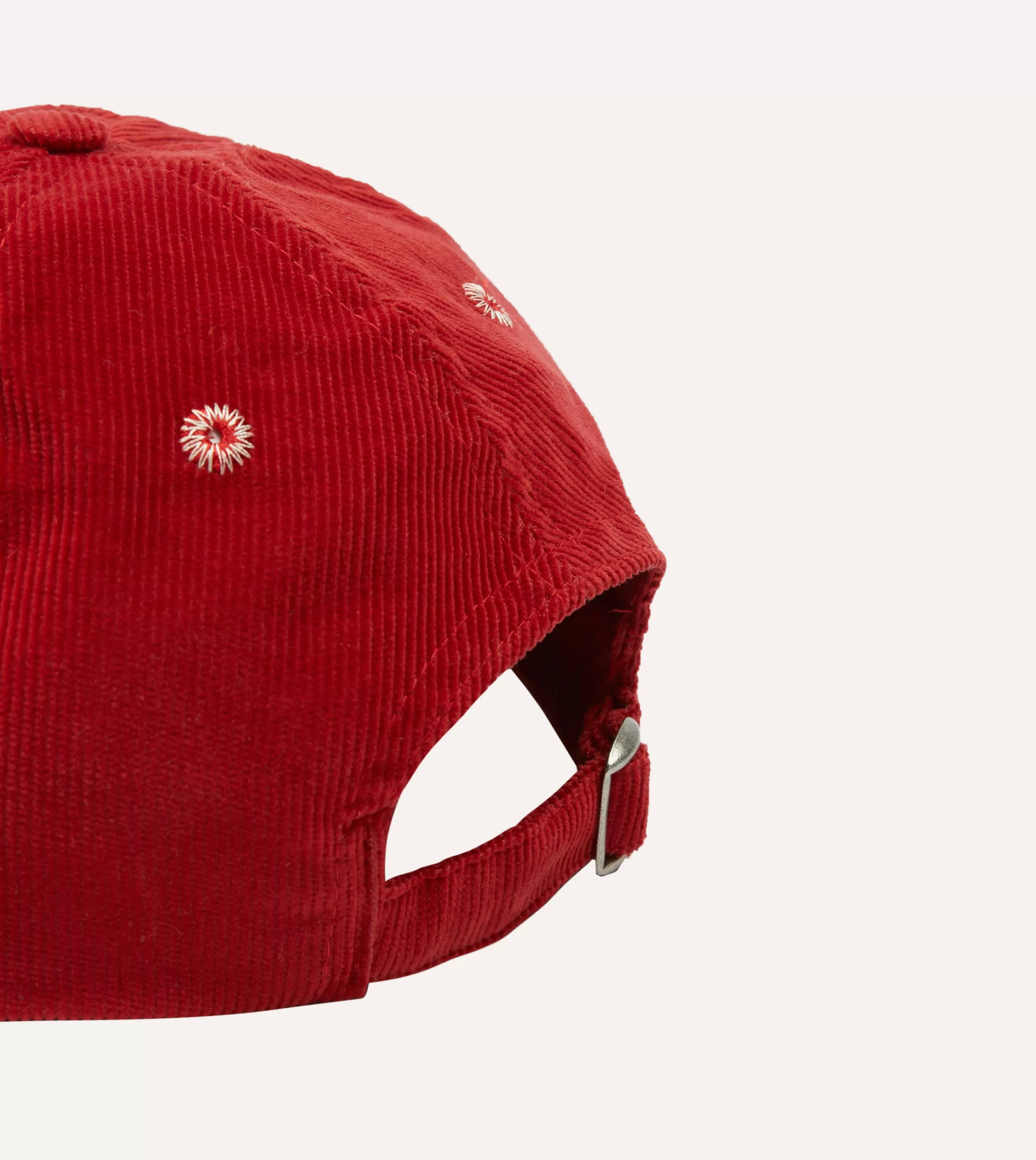 Drake’s Hats | Red 'D' Emblem Cotton Corduroy Baseball Cap