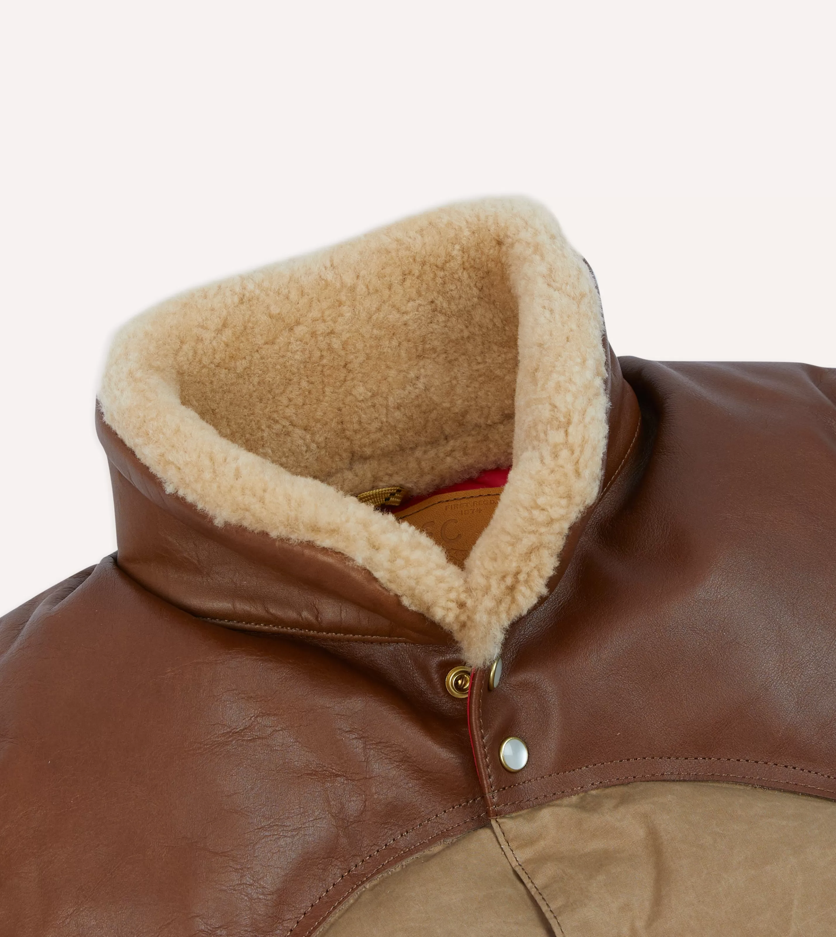 Drake’s Coats & Jackets | Rocky Mountain Featherbed For Drake's Brown Waxed Cotton Christy Down Vest With Shearling Collar