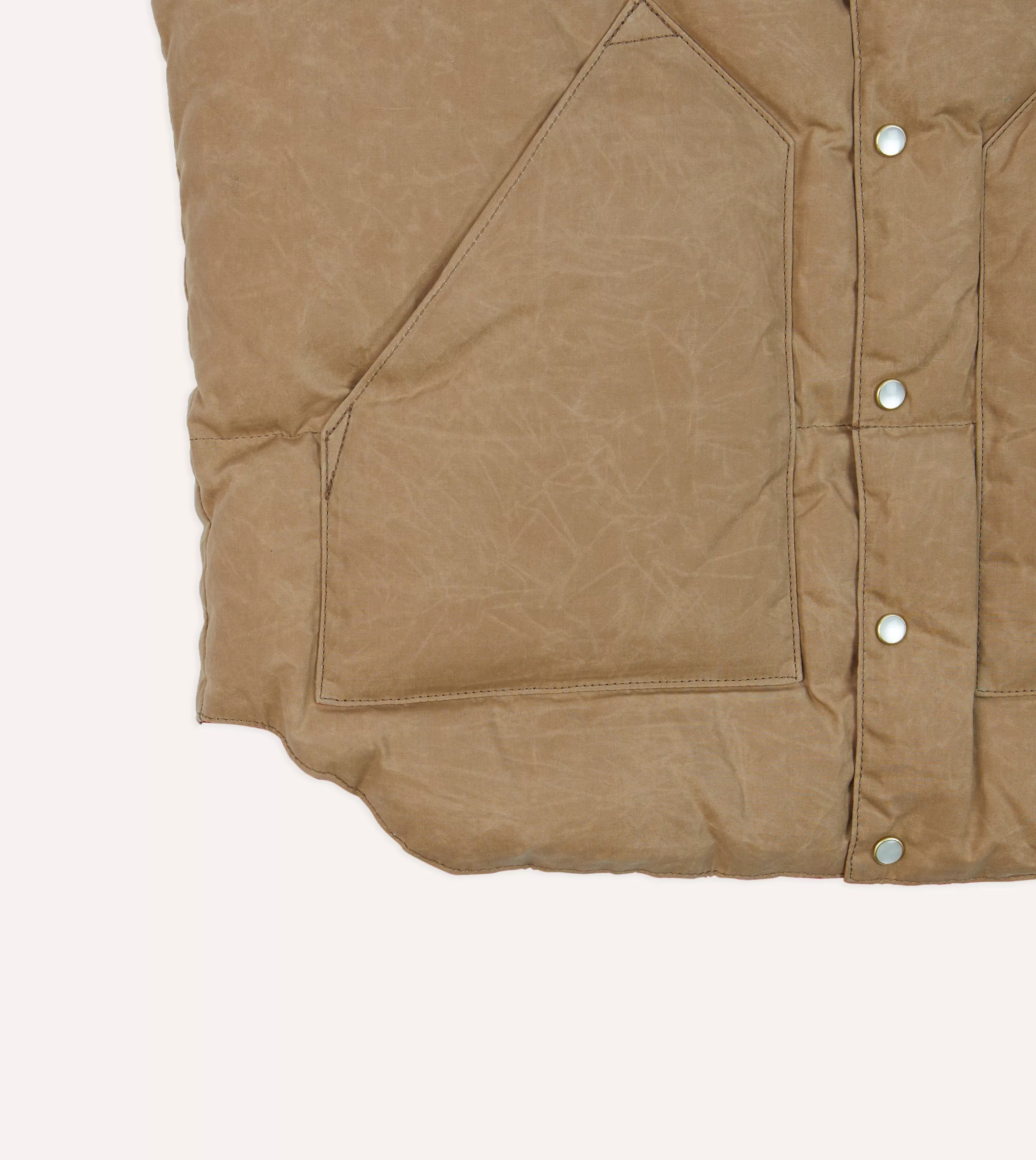 Drake’s Coats & Jackets | Rocky Mountain Featherbed For Drake's Brown Waxed Cotton Christy Down Vest With Shearling Collar