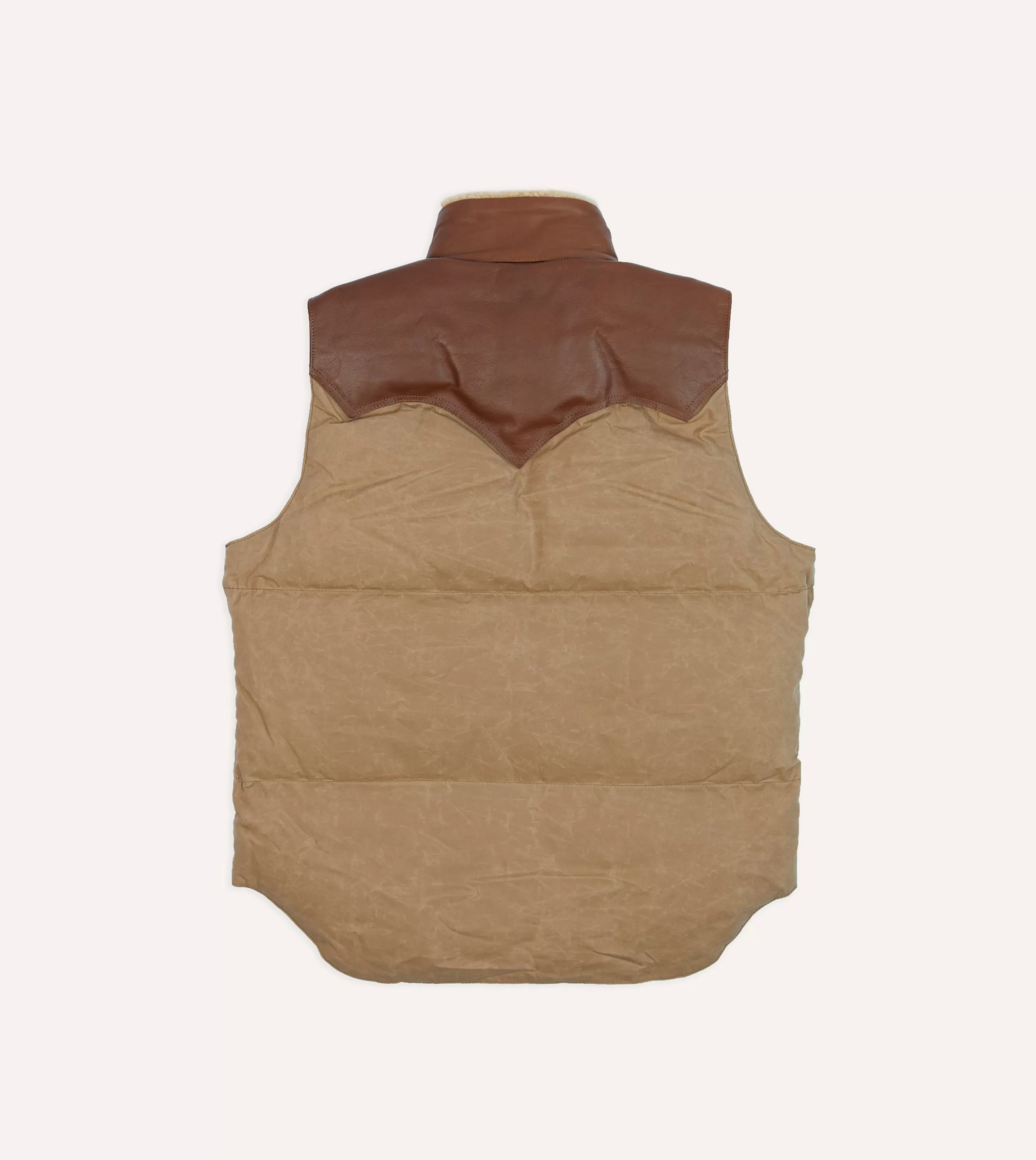 Drake’s Coats & Jackets | Rocky Mountain Featherbed For Drake's Brown Waxed Cotton Christy Down Vest With Shearling Collar