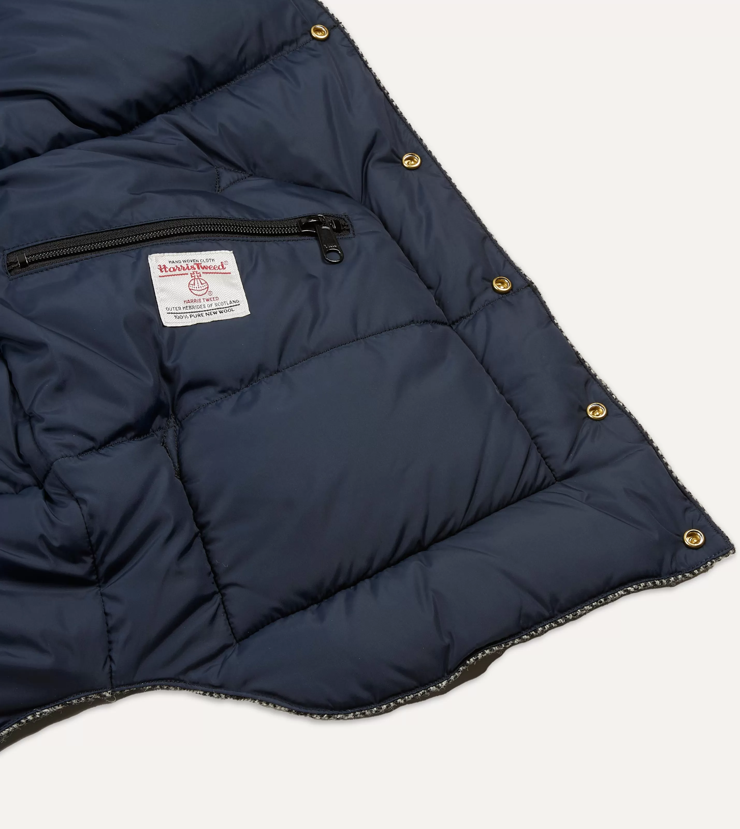 Drake’s Coats & Jackets | Rocky Mountain Featherbed For Drake's Herringbone Harris Tweed Leather Christy Down Vest