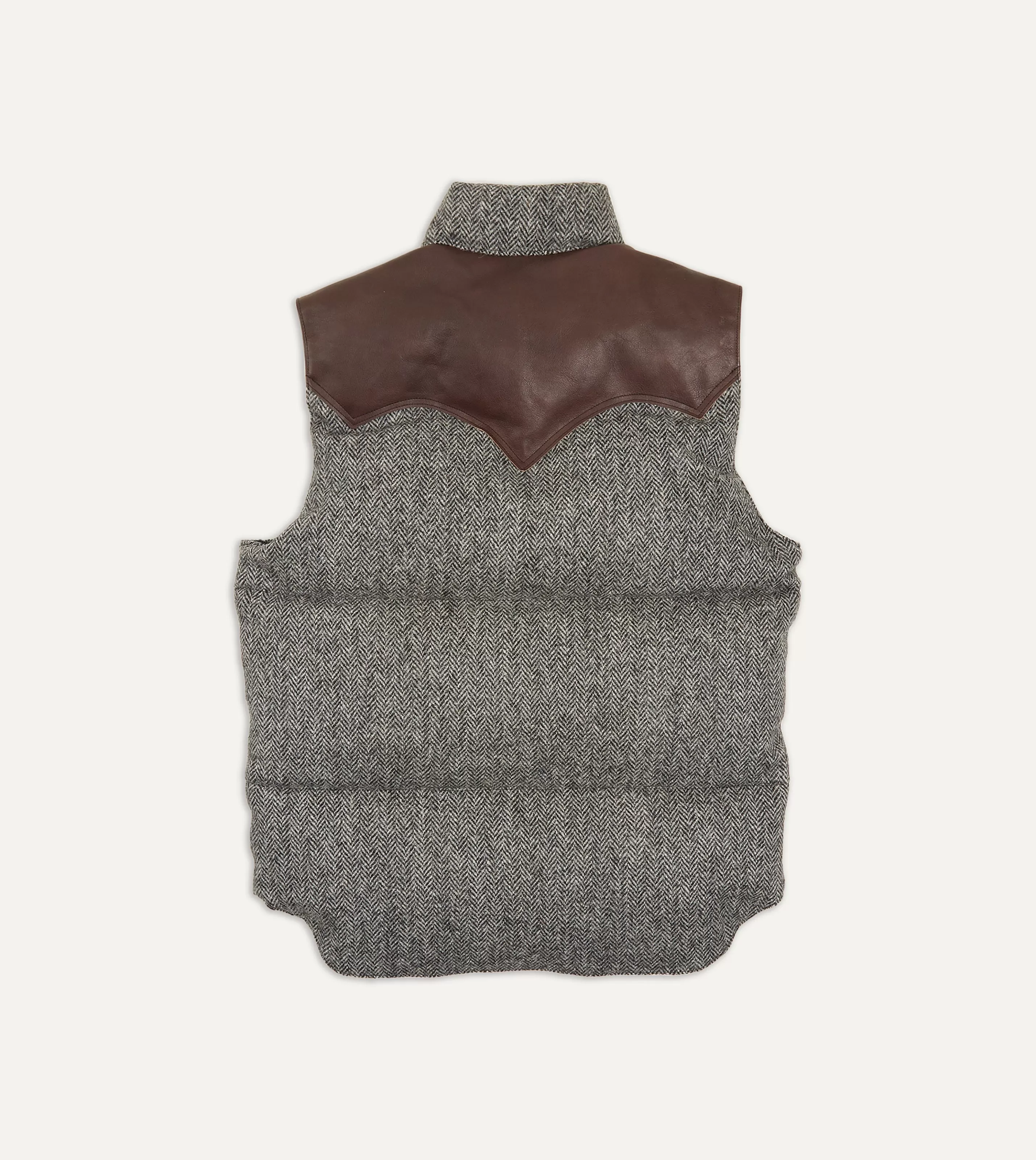 Drake’s Coats & Jackets | Rocky Mountain Featherbed For Drake's Herringbone Harris Tweed Leather Christy Down Vest