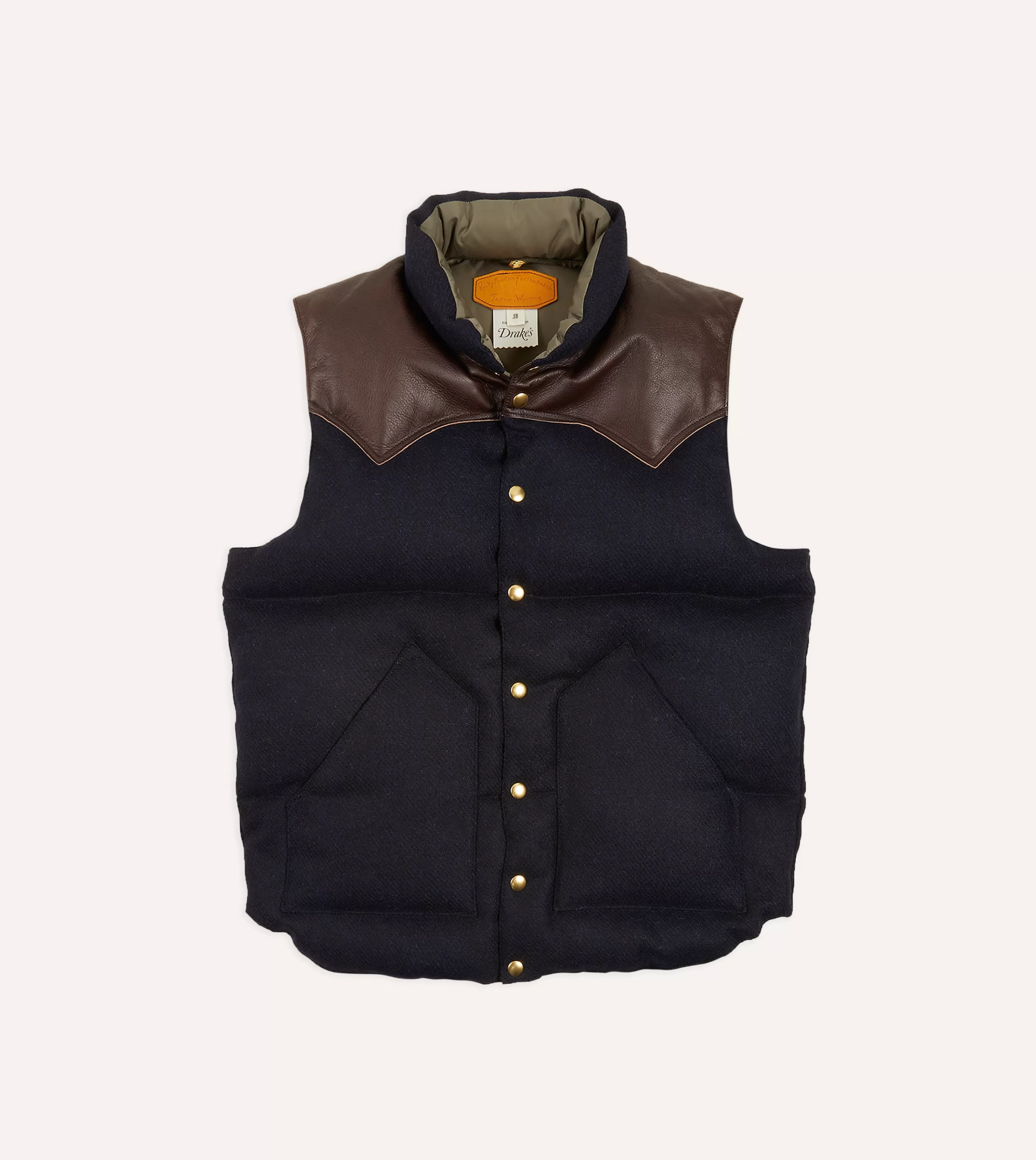 Drake’s Coats & Jackets | Rocky Mountain Featherbed For Drake's Navy Harris Tweed Leather Christy Down Vest