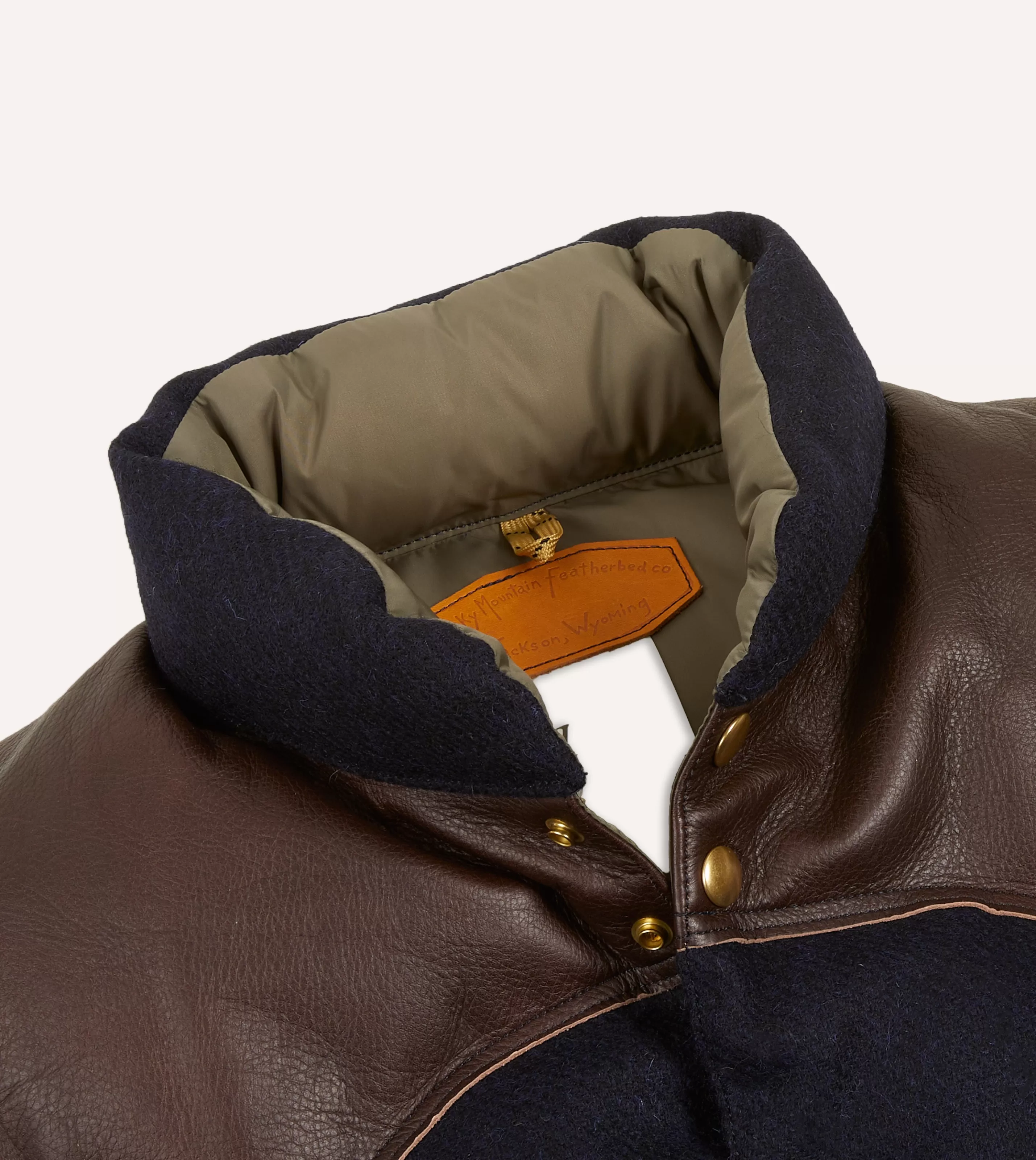 Drake’s Coats & Jackets | Rocky Mountain Featherbed For Drake's Navy Harris Tweed Leather Christy Down Vest