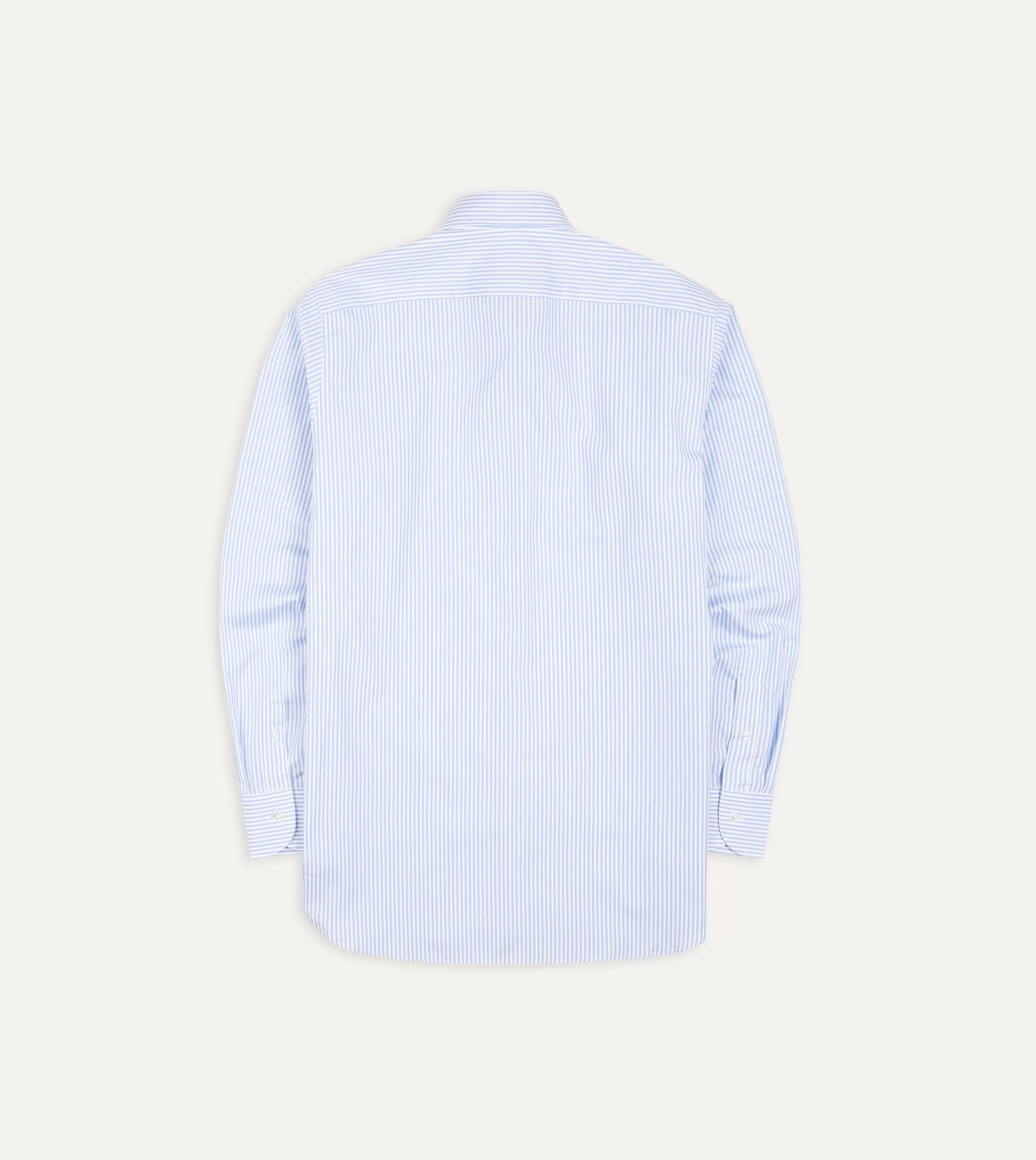 Drake’s Shirts | Formal Shirts | And White Bengal Stripe Spread Collar Cotton Poplin Shirt Sky blue