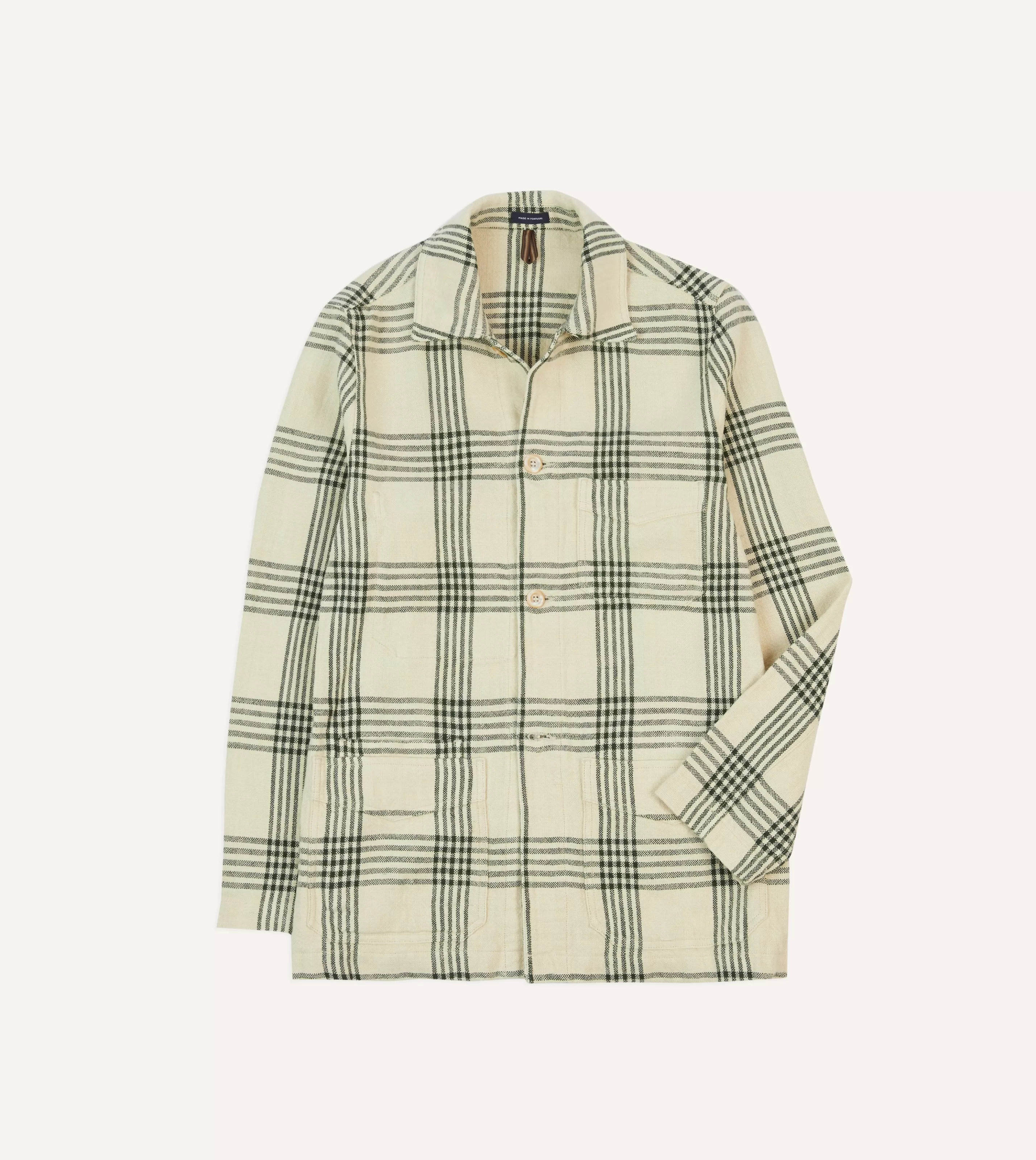 Drake’s Coats & Jackets | Chore Jackets | St. JOHN By Drake's Green Check Linen Five-Pocket Chore Jacket