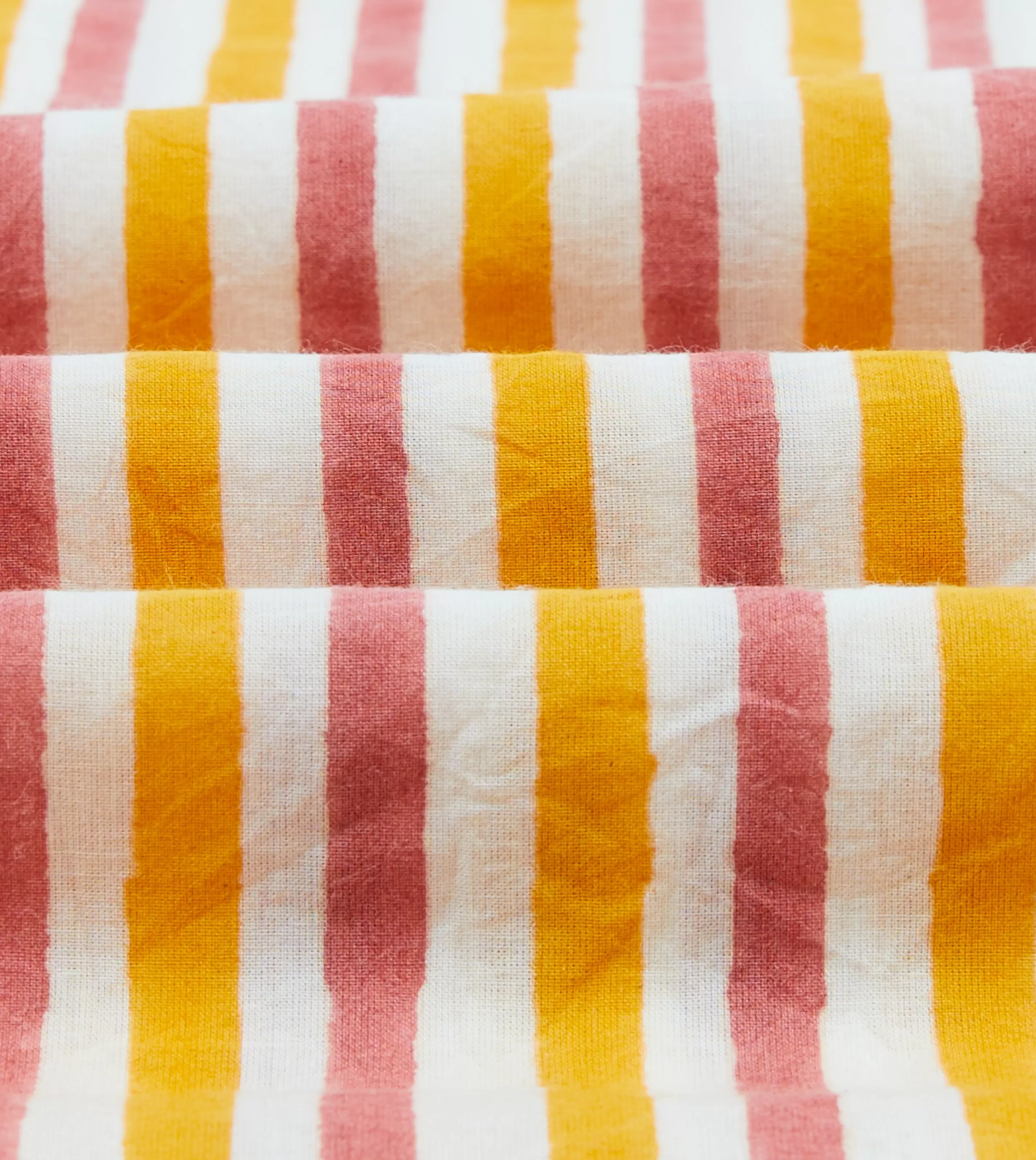 Drake’s Shirts | Short Sleeve Shirts | Yellow And Pink Stripe Block Print Cotton Camp Collar Short Sleeve Shirt